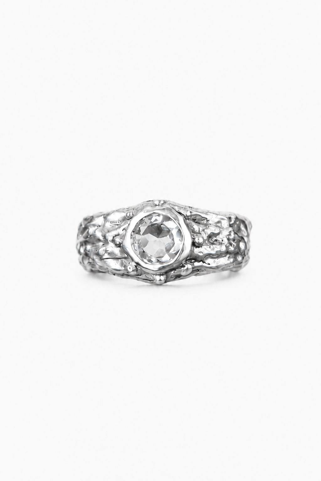 ANILLO SELES DE PLATA Y TOPACIO BLANCO