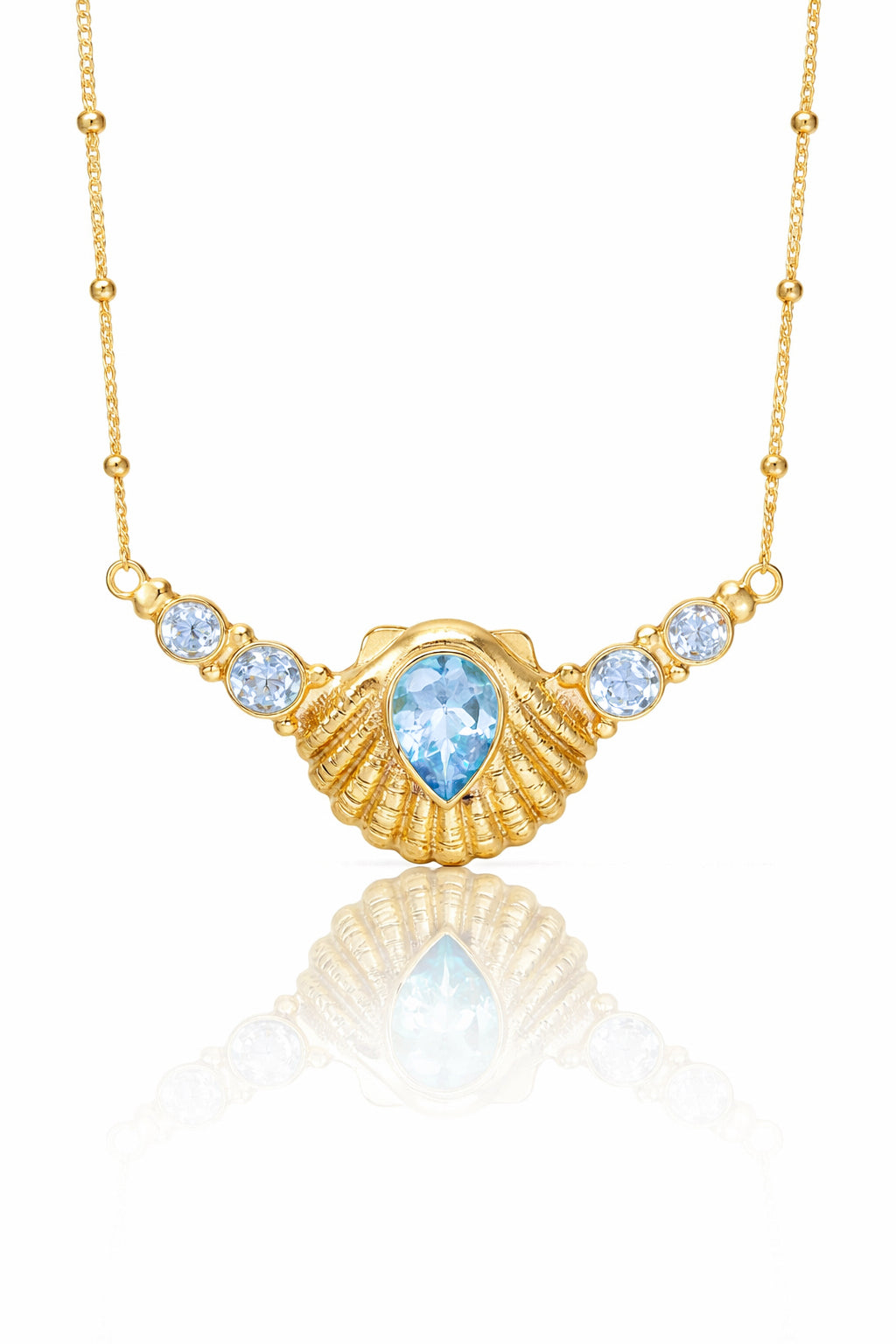 COLLAR CONMIISANKA GOLD DE TOPACIO CELESTE