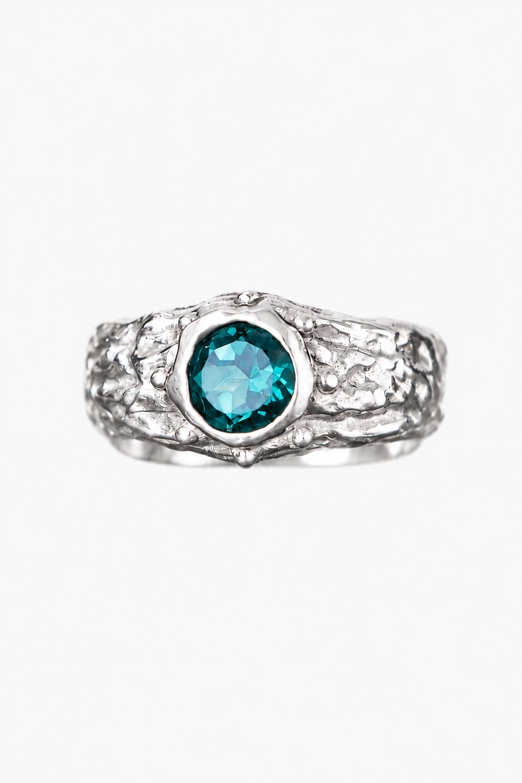 ANILLO SELES DE PLATA Y CUARZO VERDE