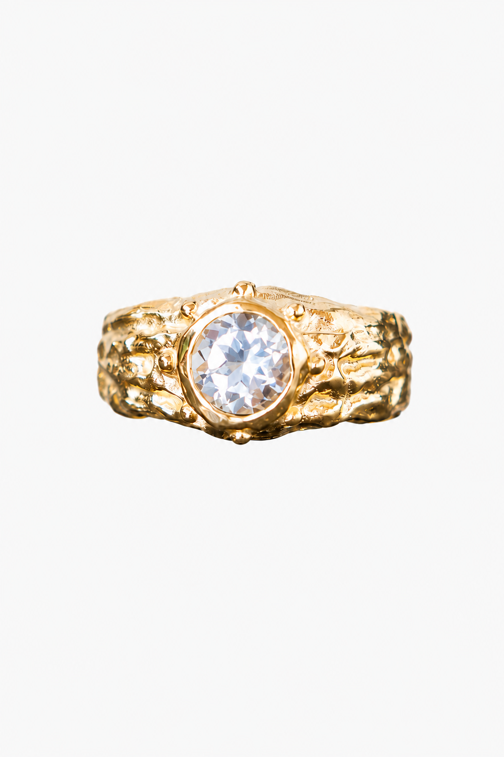 ANILLO SELES ORO Y TOPACIO BLANCO