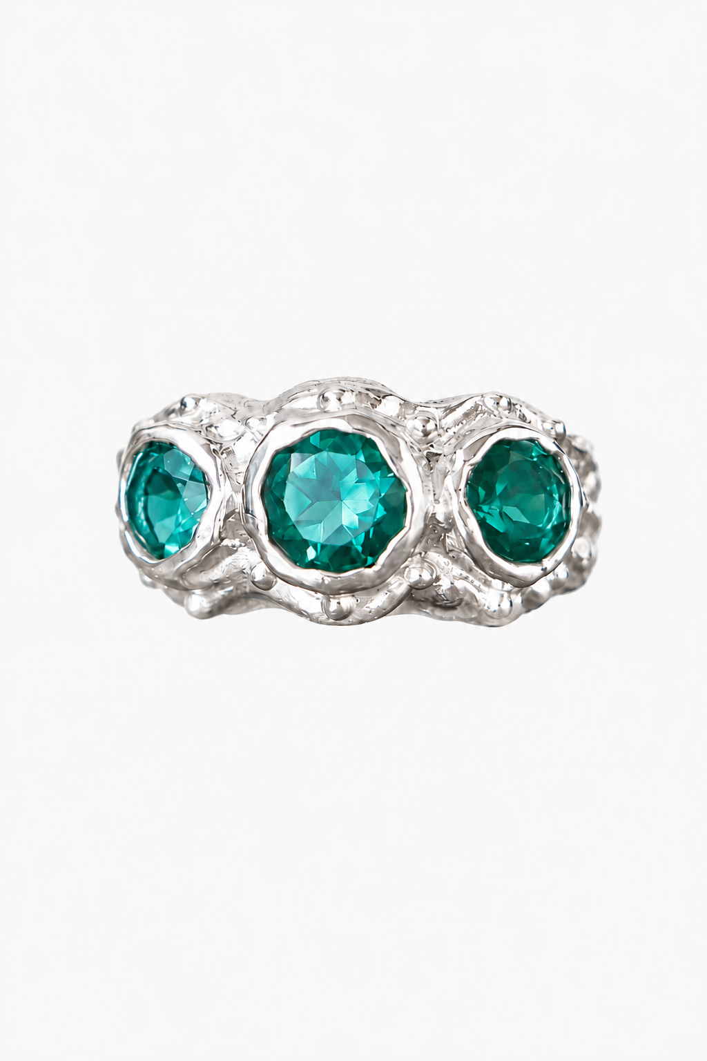 ANILLO SOLENE DE PLATA Y CUARZOS VERDES