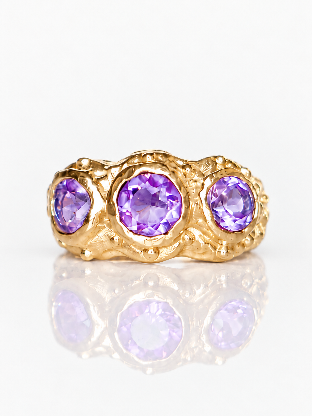 ANILLO SOLENE ORO Y AMATISTAS