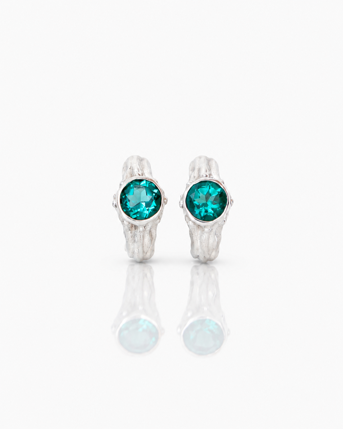 AROS SELES DE PLATA Y CUARZO VERDE