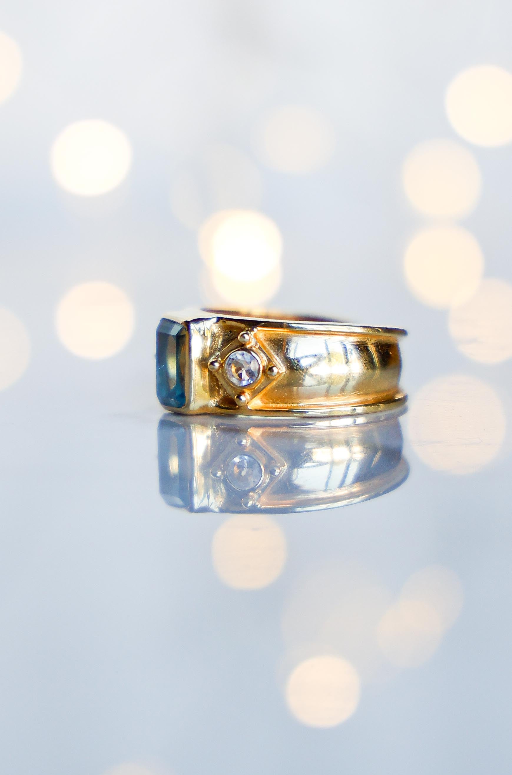 ANILLO AURORA GOLD TOPACIO SWISS CELESTE