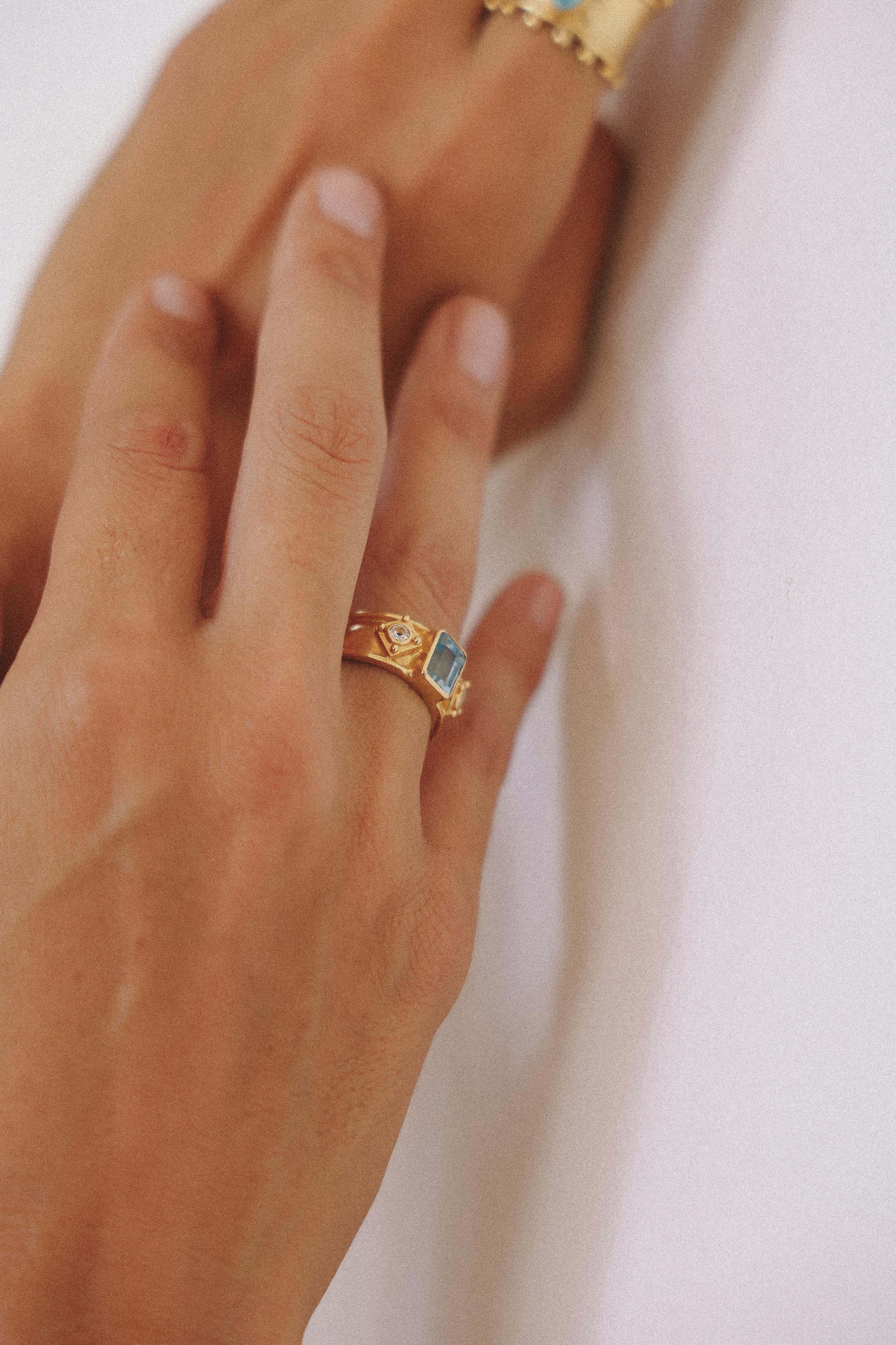 ANILLO AURORA GOLD TOPACIO SWISS CELESTE