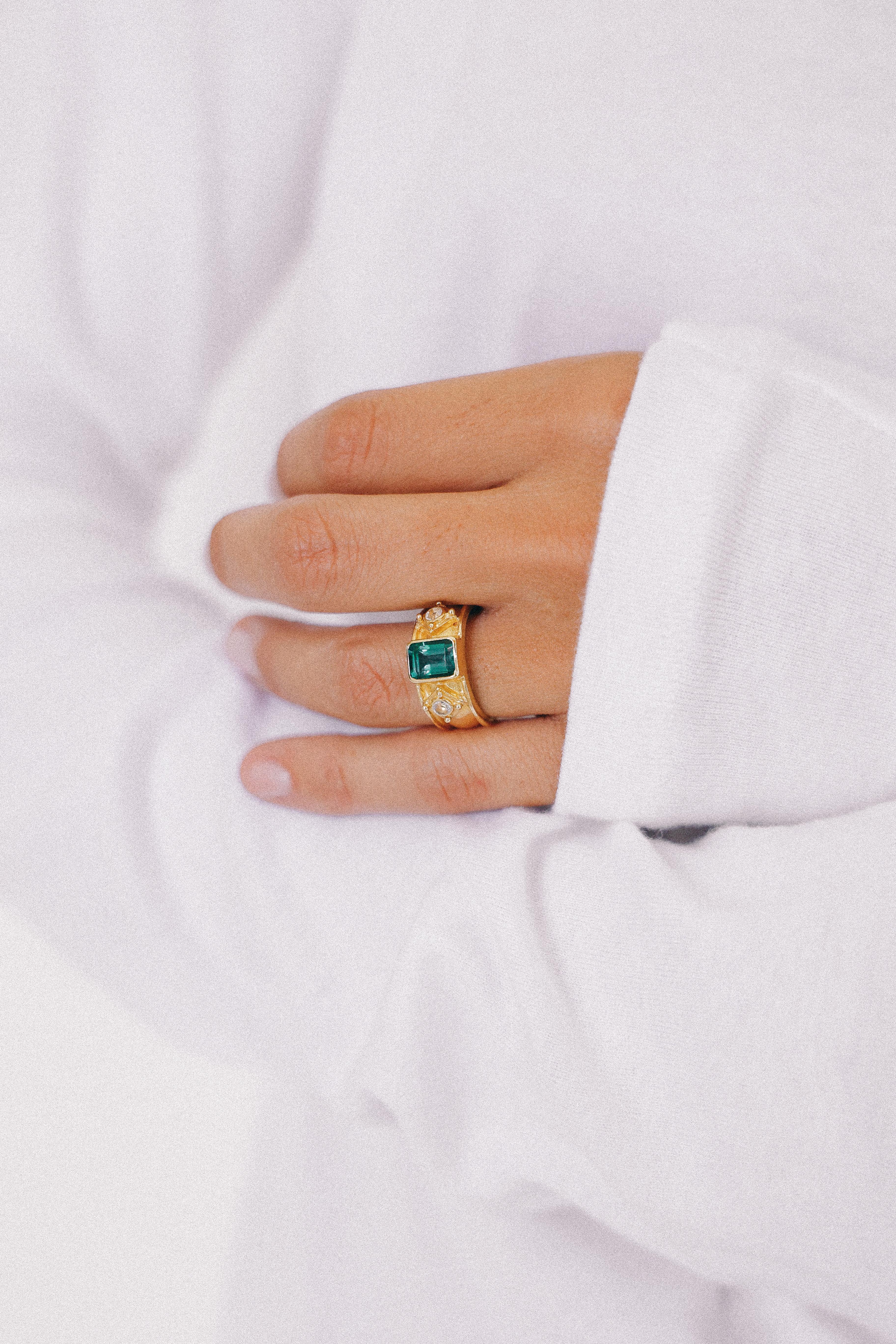 ANILLO AURORA GOLD CUARZO VERDE