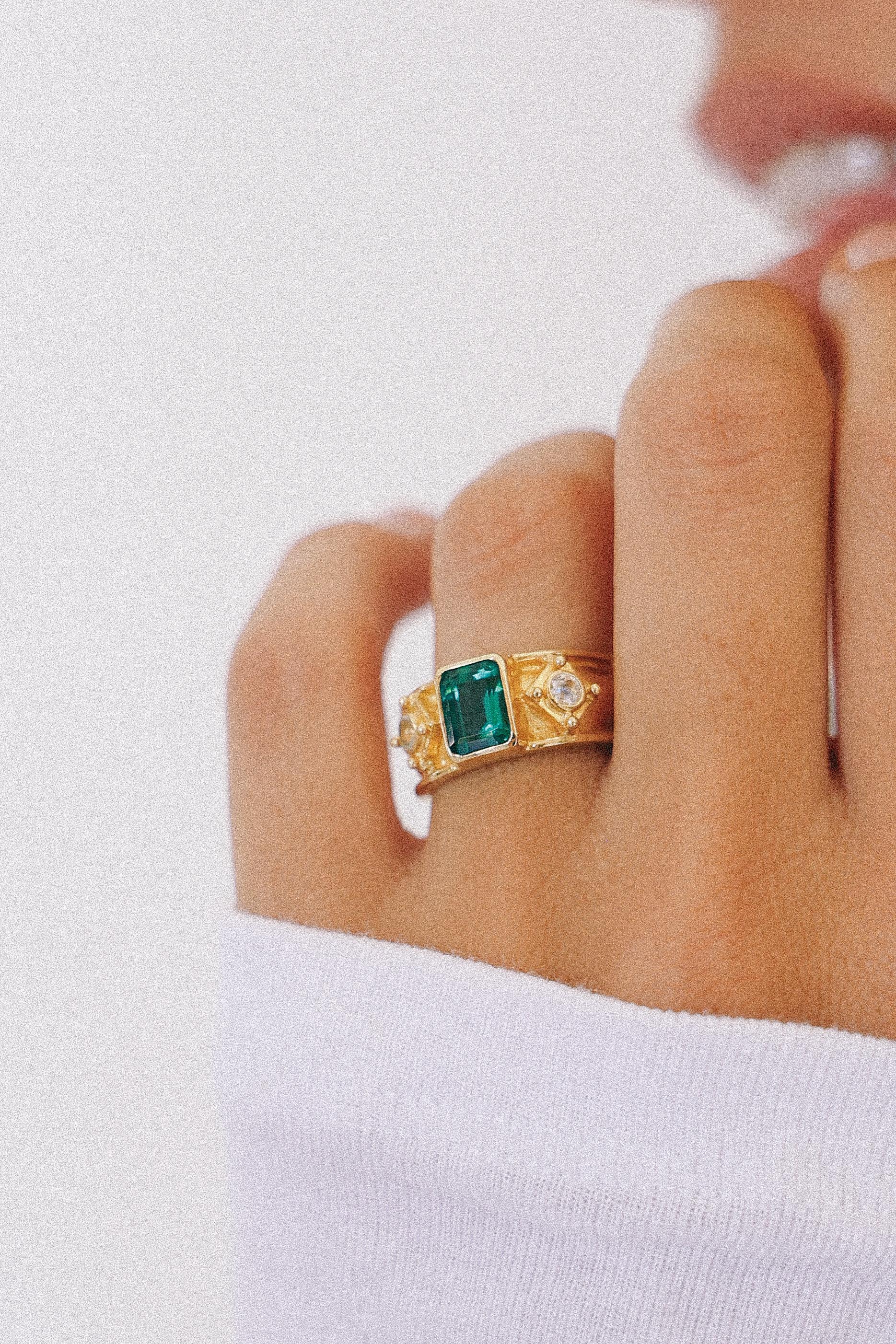 ANILLO AURORA GOLD CUARZO VERDE
