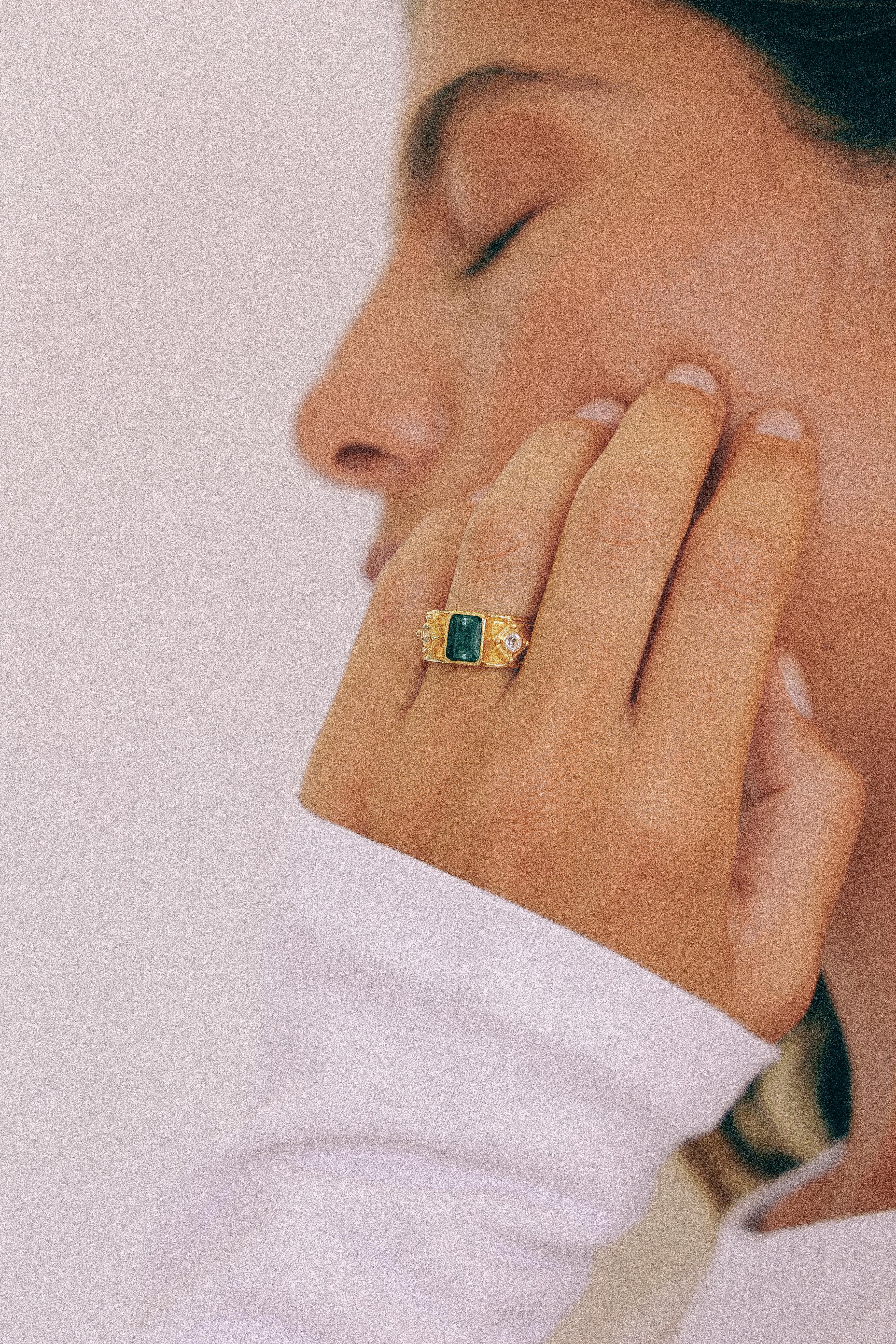 ANILLO AURORA GOLD CUARZO VERDE