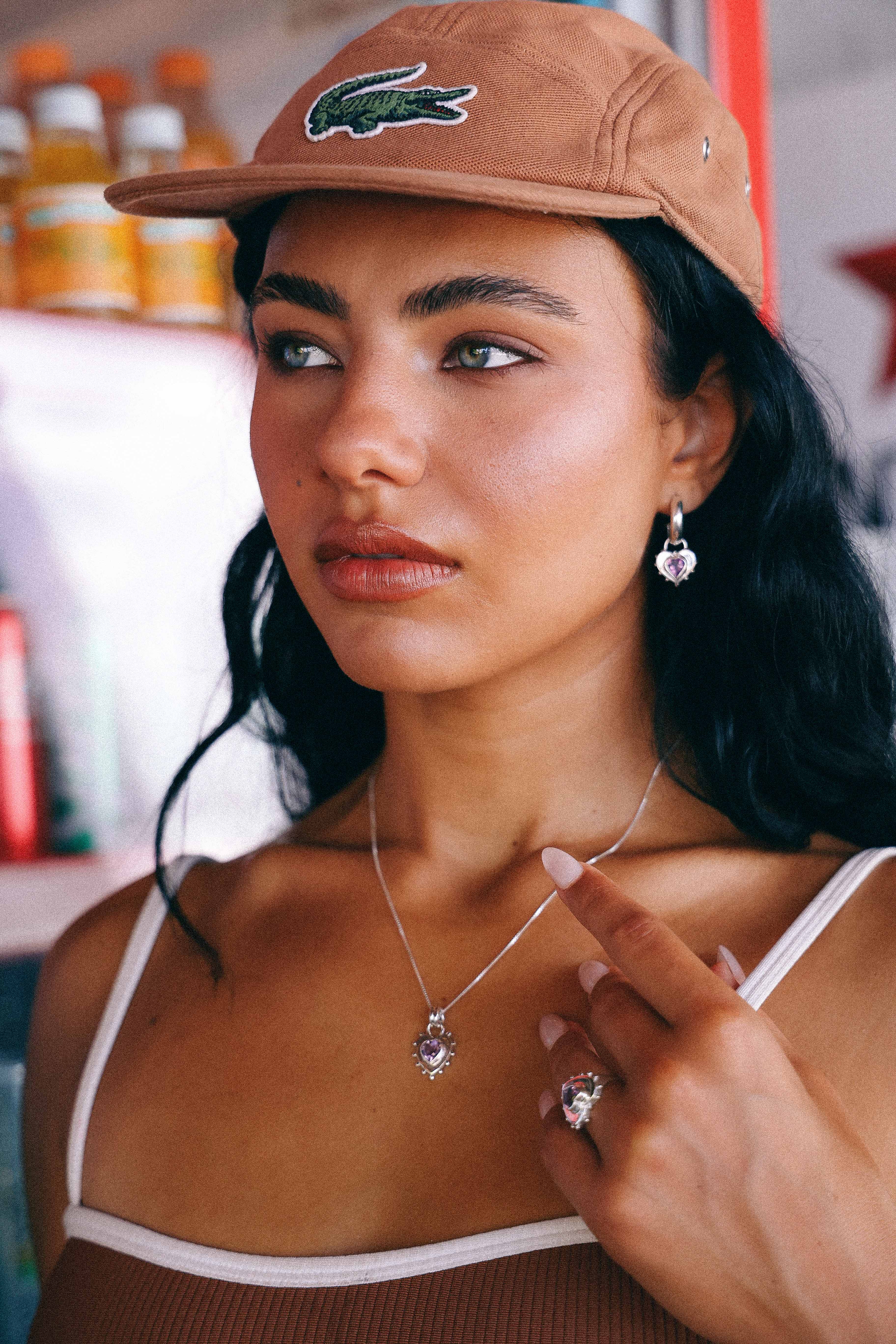 COLLAR CORAZON PLATA Y AMATISTA