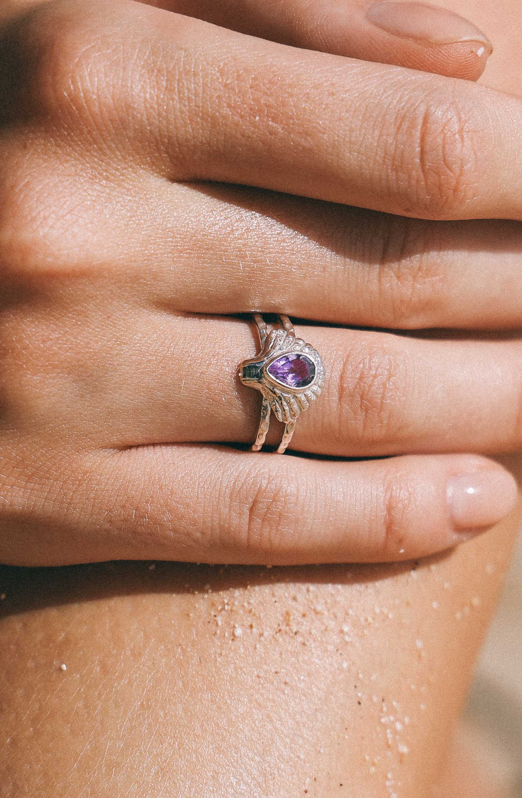 ANILLO CLAM AMATISTA DE PLATA