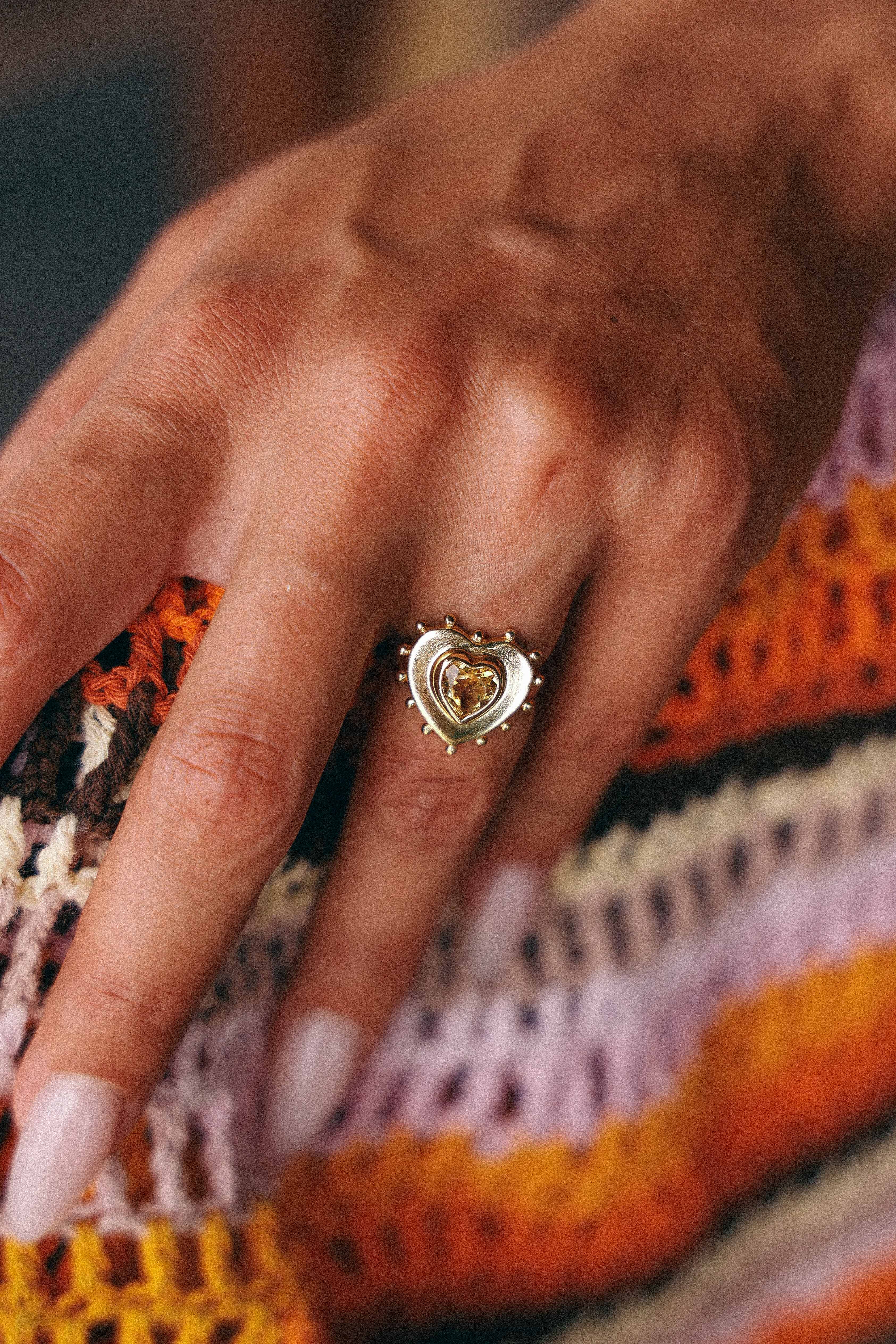 ANILLO CORAZON CITRINO GOLD