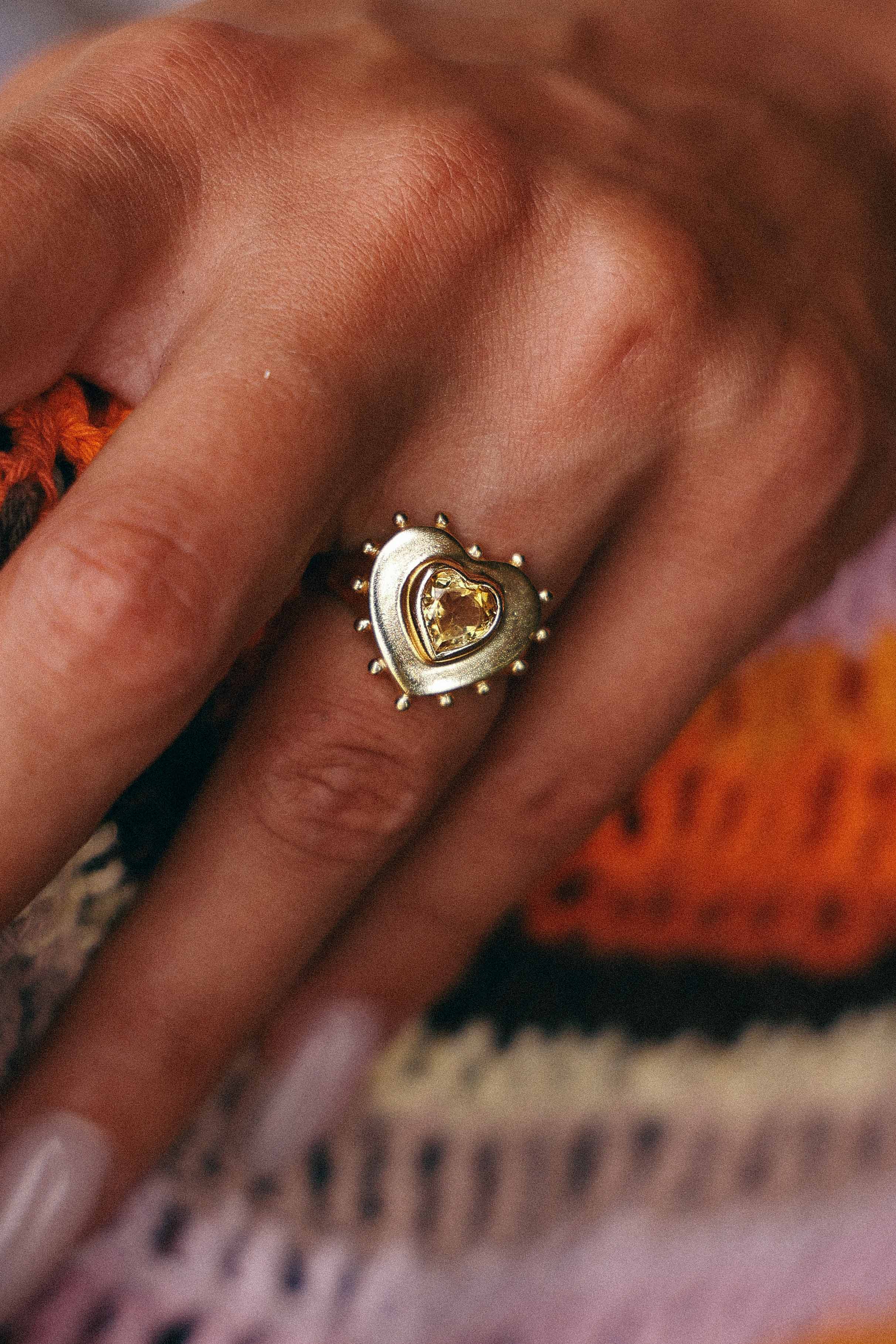 ANILLO CORAZON CITRINO GOLD