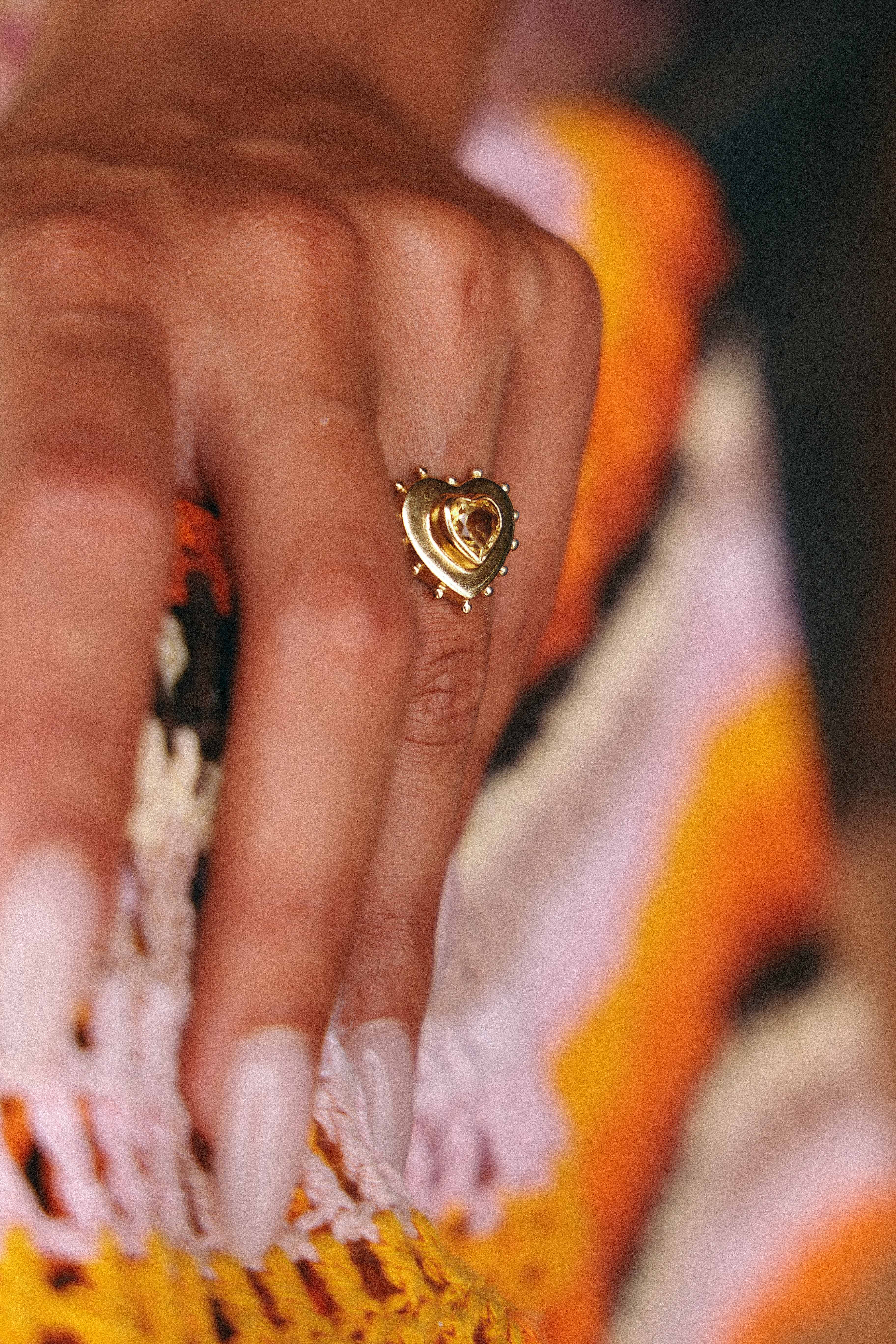 ANILLO CORAZON CITRINO GOLD