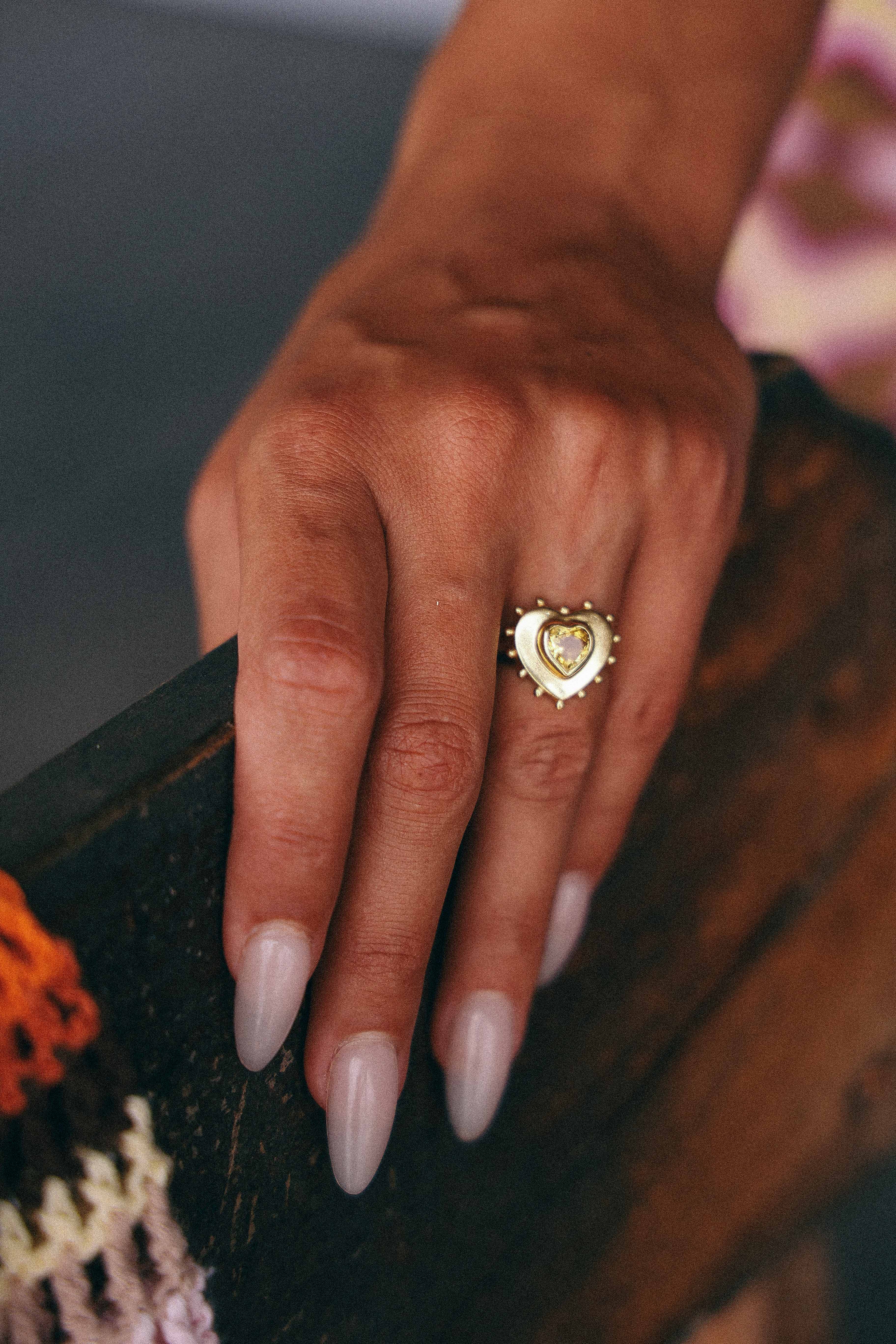 ANILLO CORAZON CITRINO GOLD