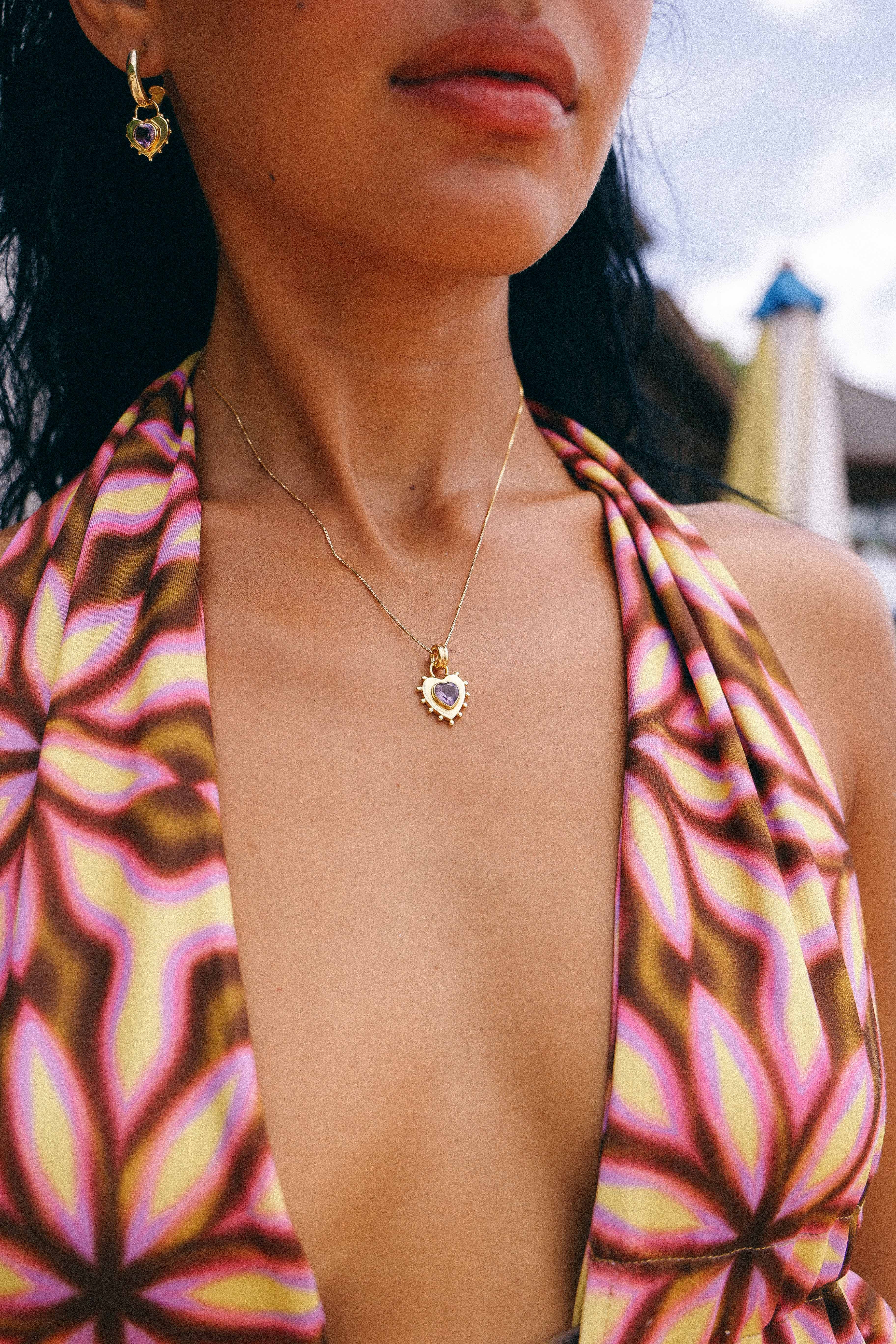 COLLAR CORAZON AMATISTA GOLD