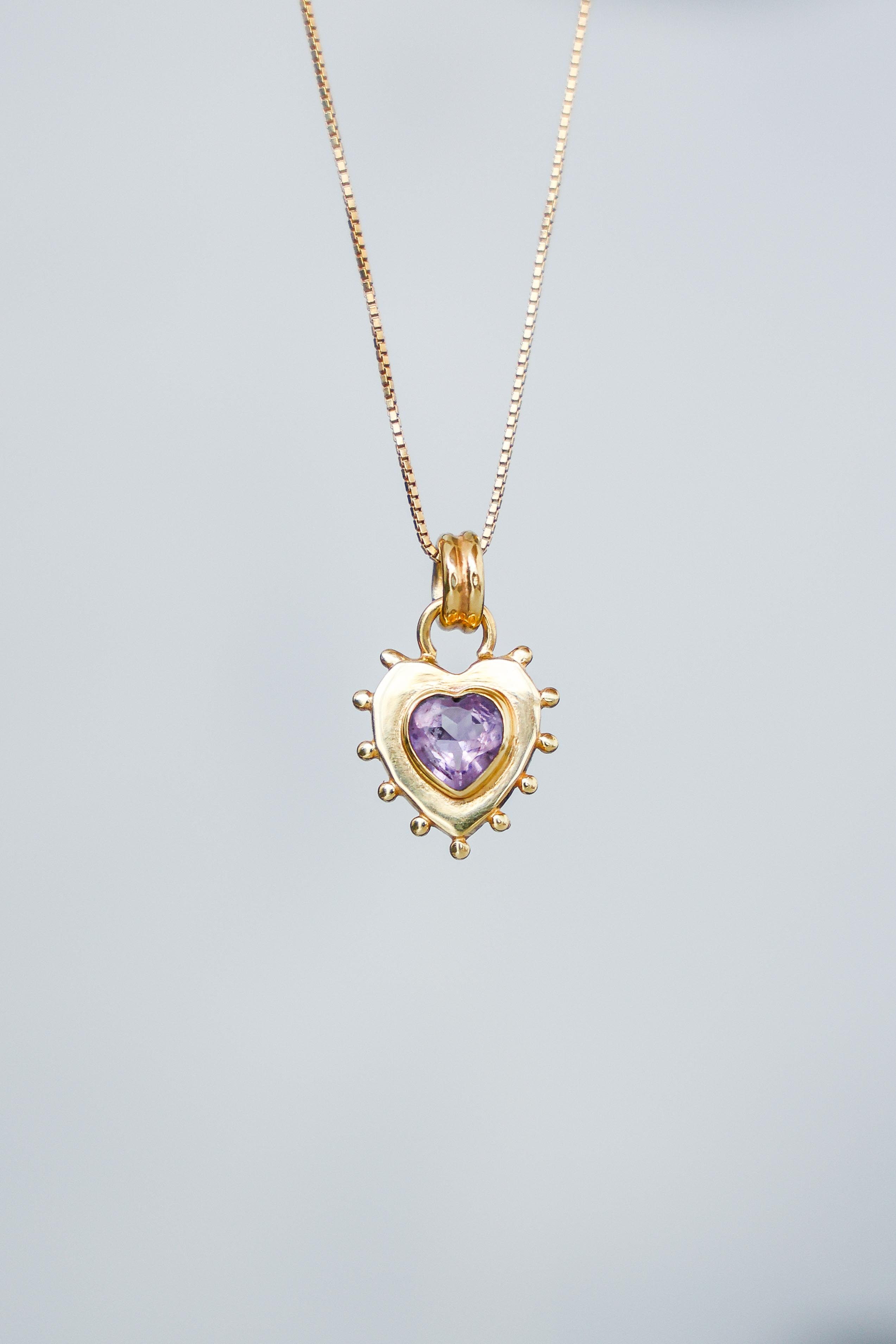 COLLAR CORAZON AMATISTA GOLD