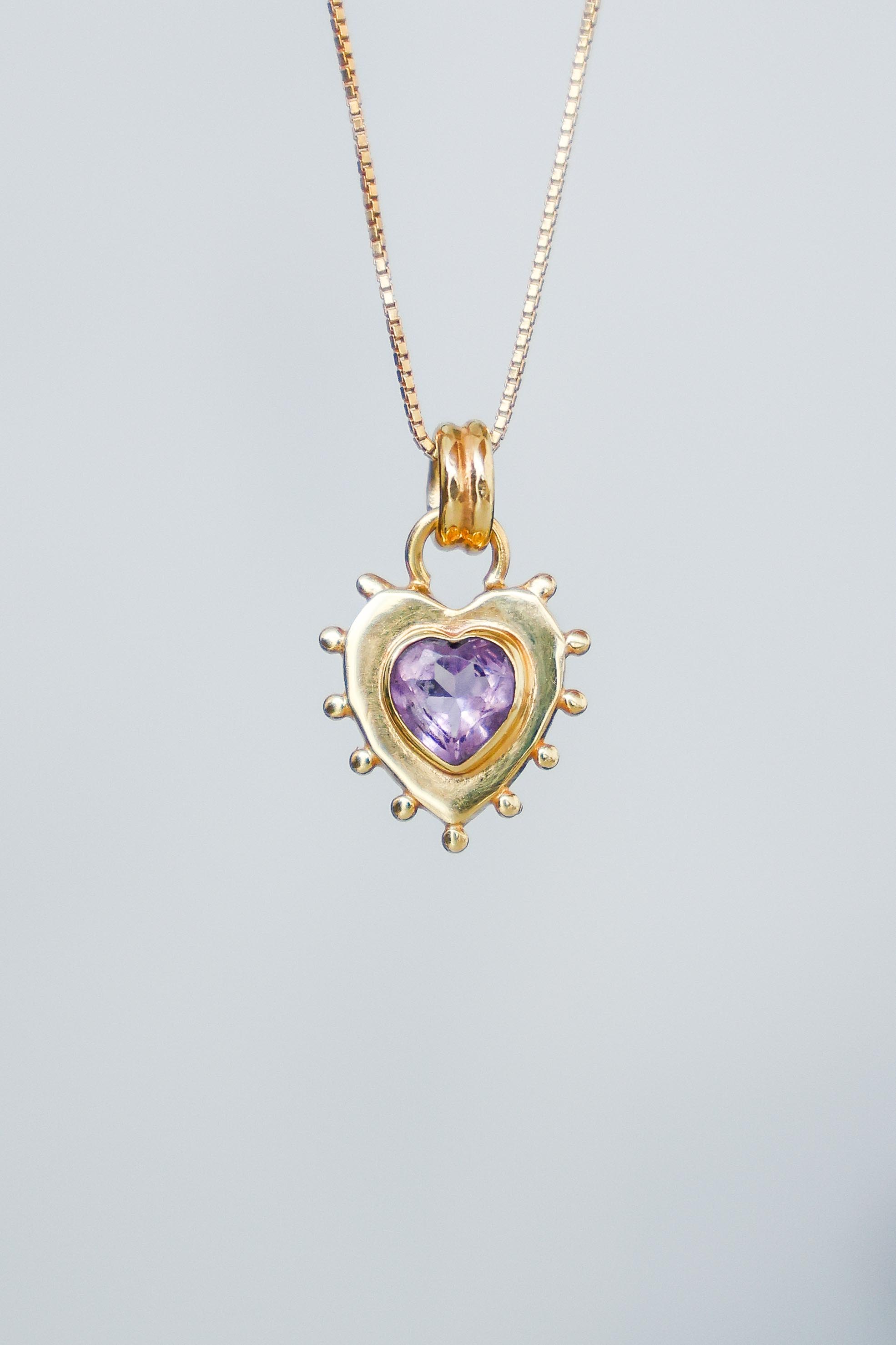 COLLAR CORAZON AMATISTA GOLD