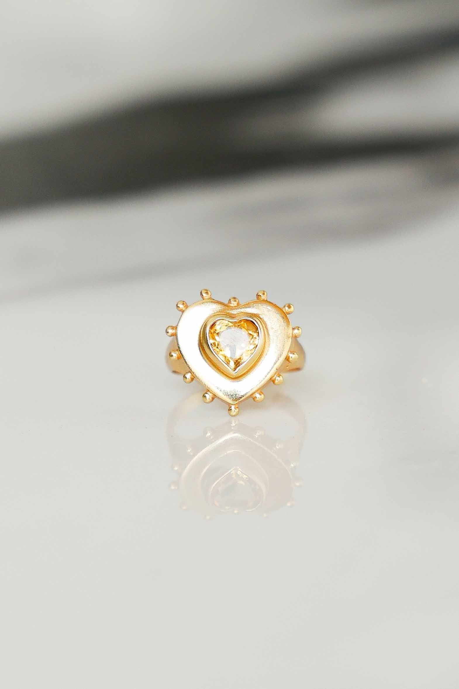 ANILLO CORAZON CITRINO GOLD