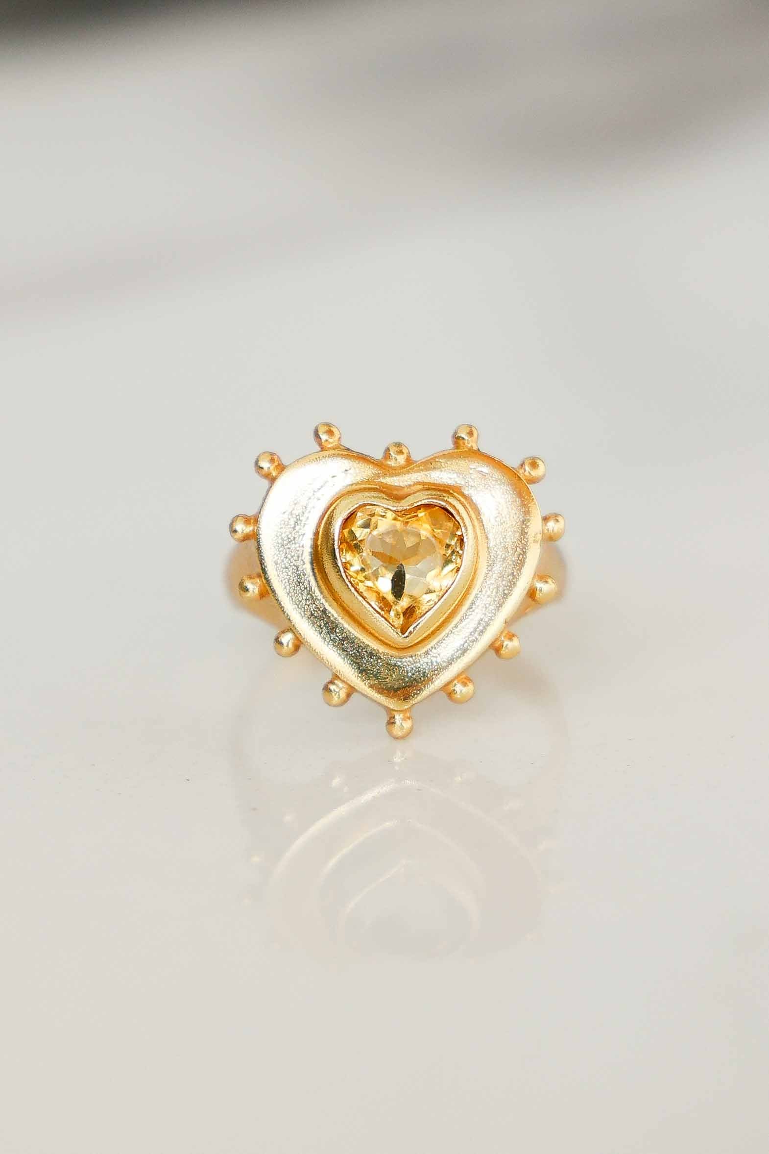 ANILLO CORAZON CITRINO GOLD