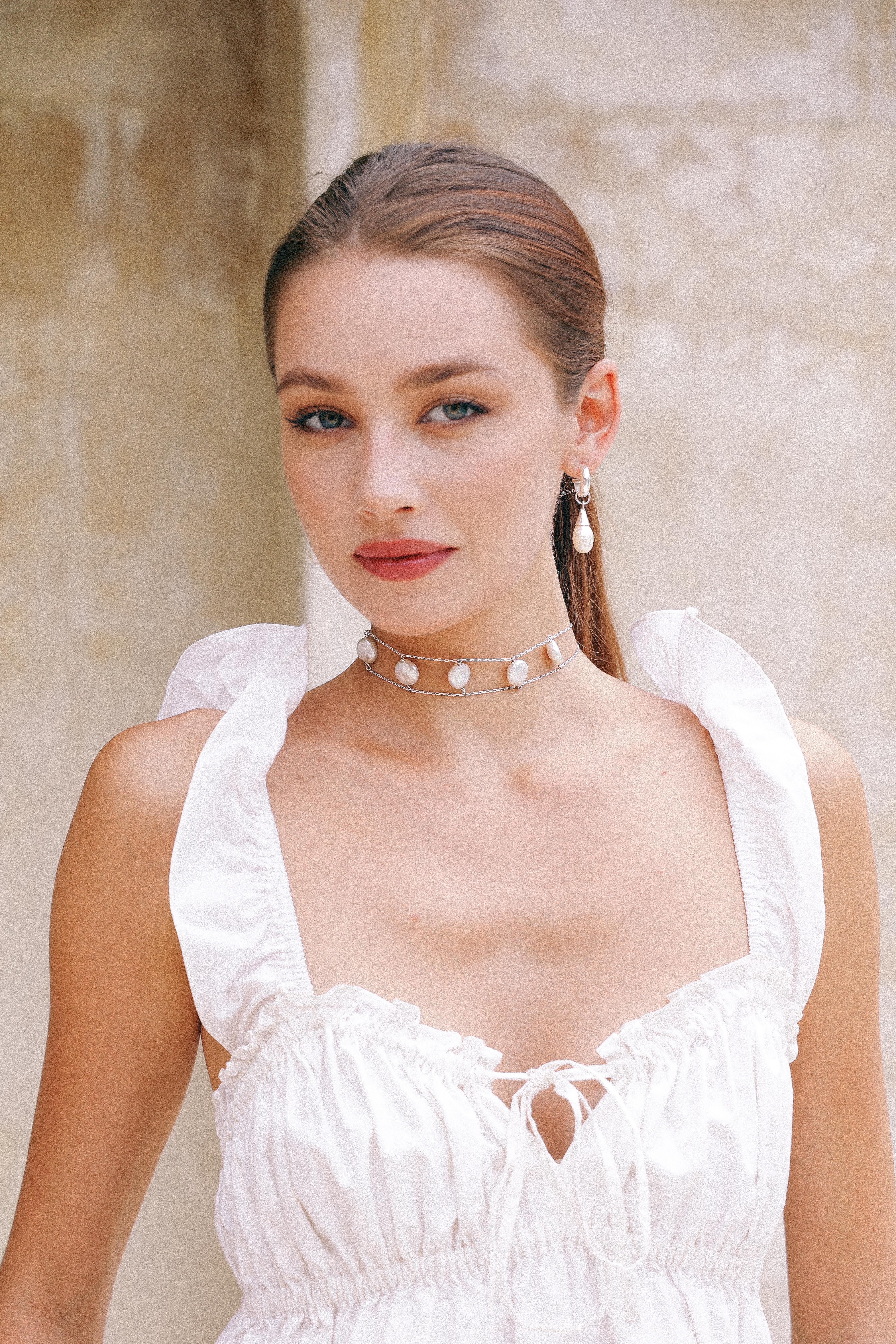 AROS HOOPS MADRE PERLA DE PLATA