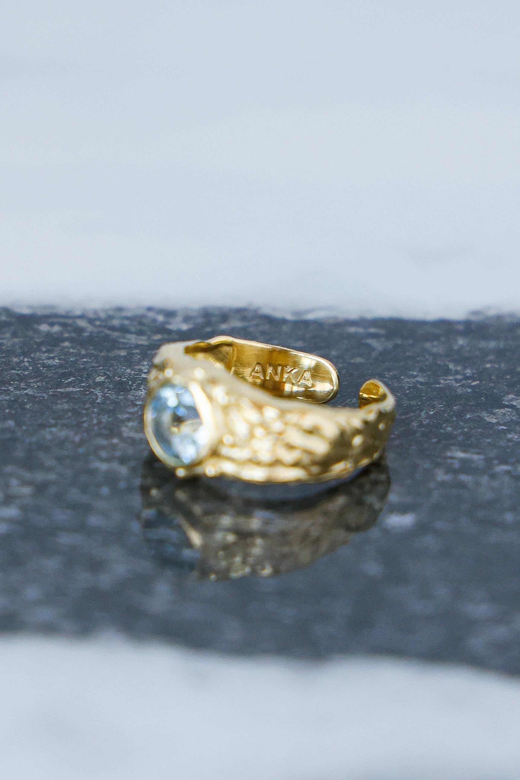 ANILLO SELES ORO Y TOPACIO CELESTE