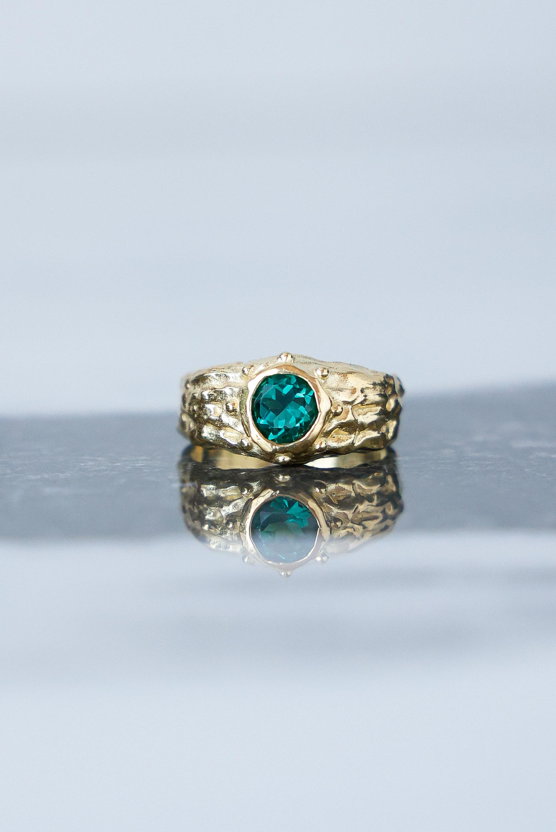 ANILLO SELES ORO PIEDRA CUARZO VERDE