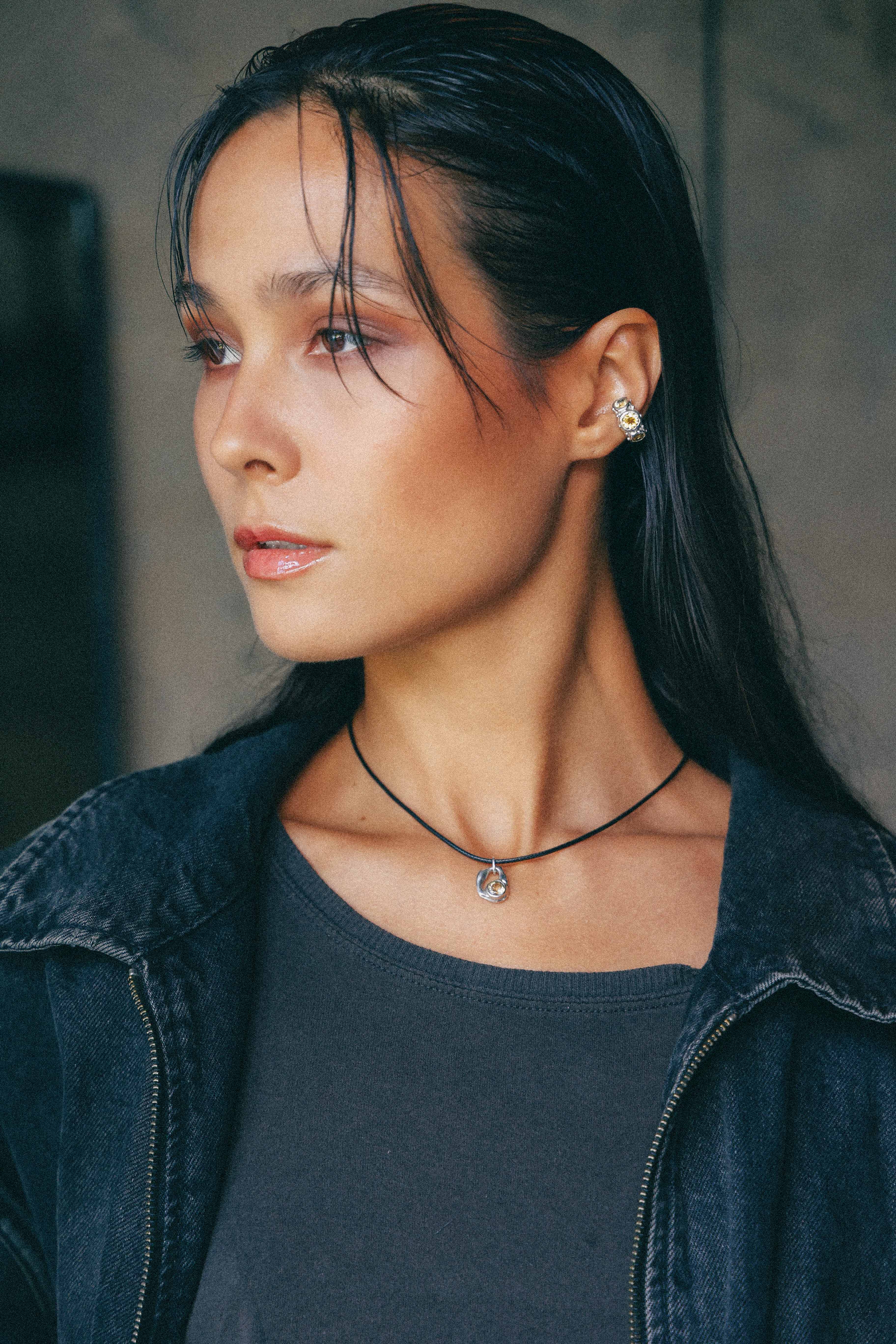 ARO EARCUFF SOLENE DE PLATA Y CITRINO