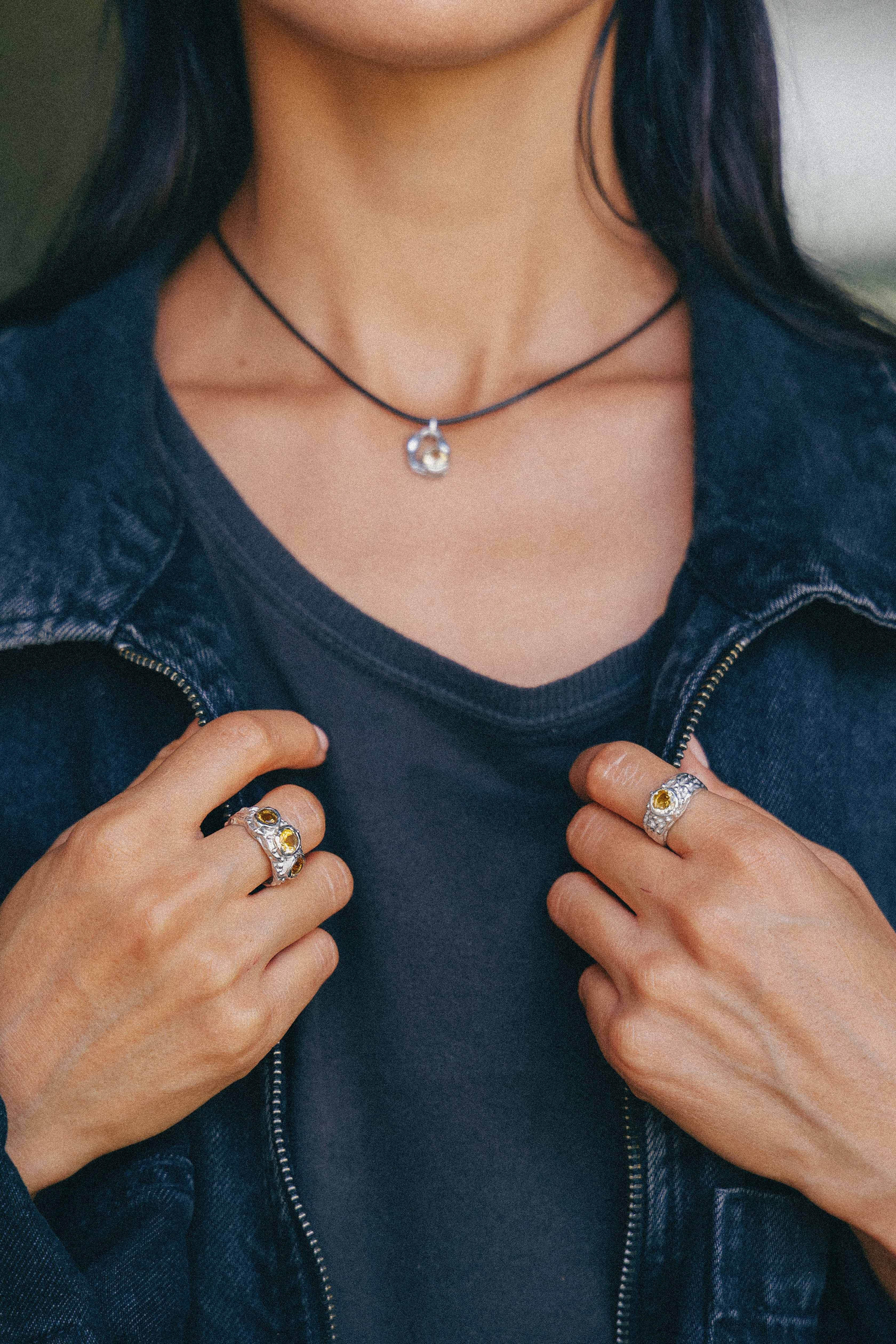 ANILLO SOLENE DE PLATA Y CITRINOS