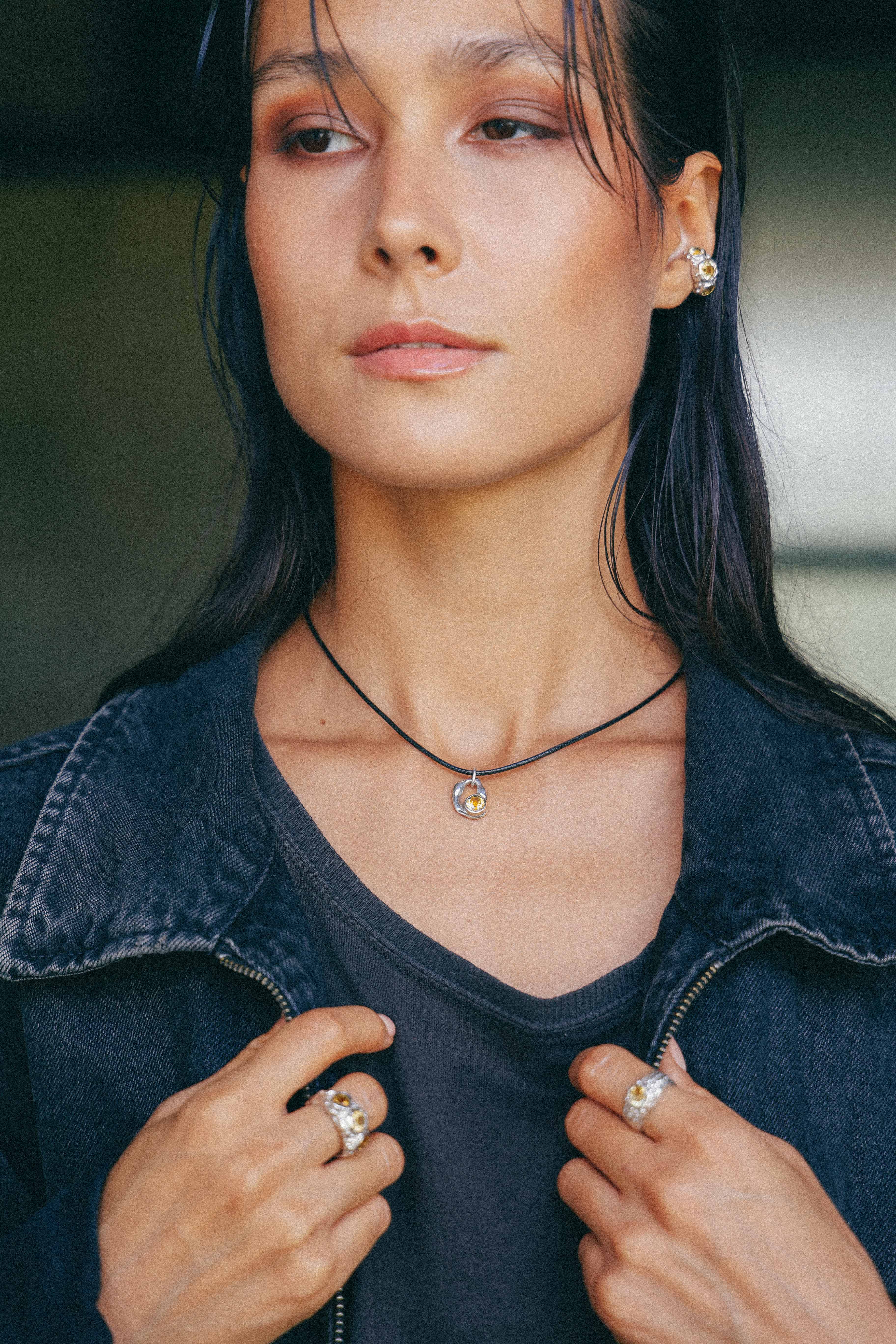 COLLAR SELES DE PLATA Y CITRINO