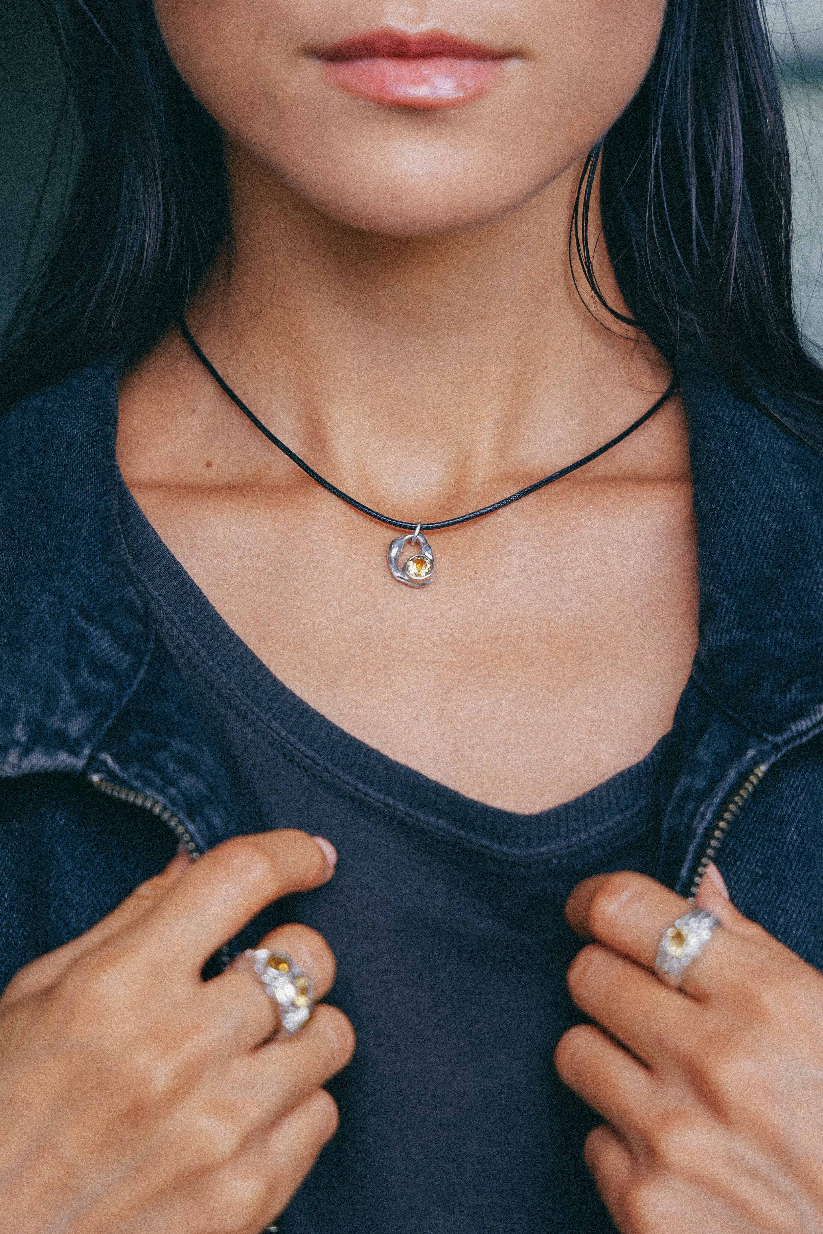 COLLAR SELES DE PLATA Y CITRINO