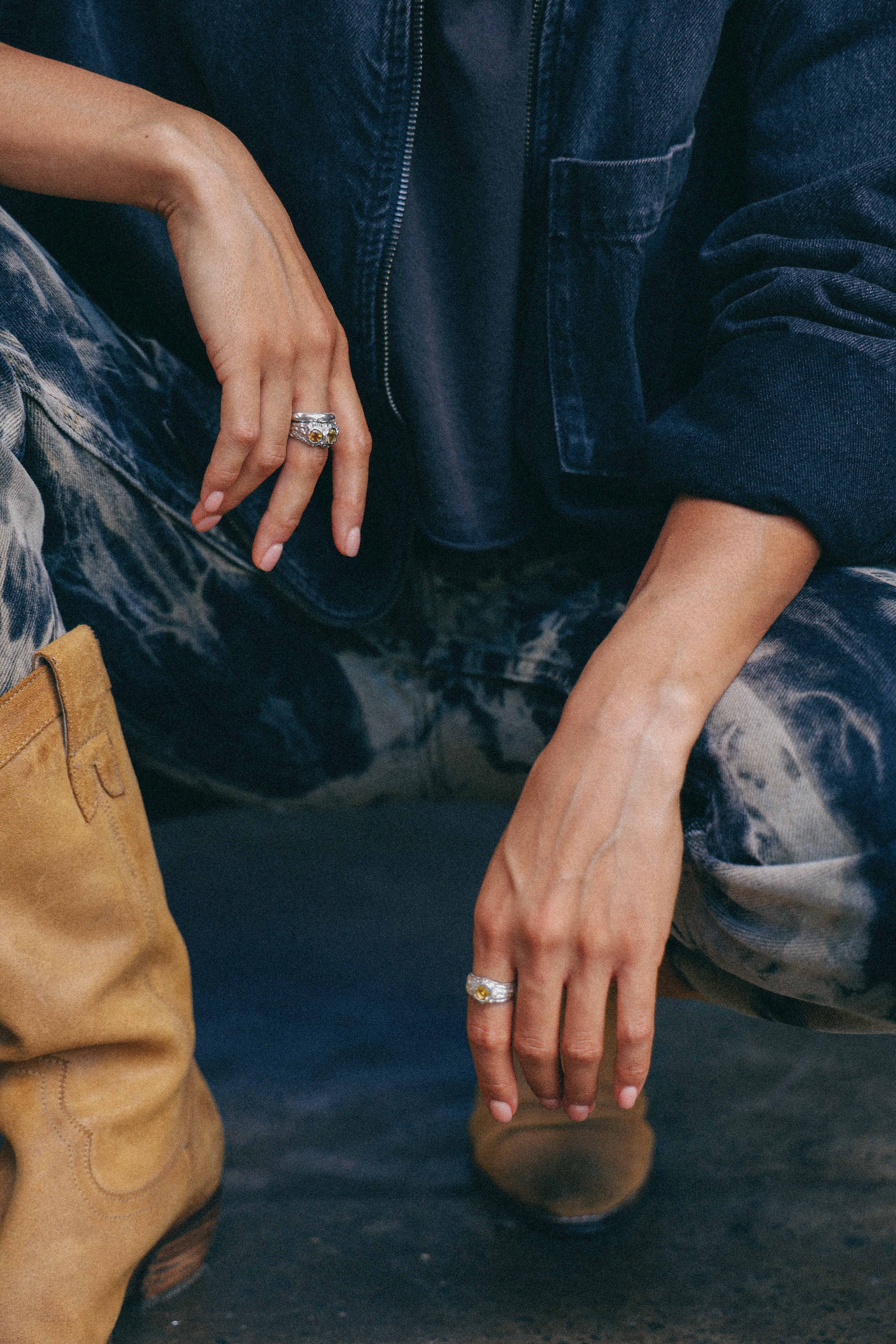 ANILLO SELES DE PLATA Y CITRINO