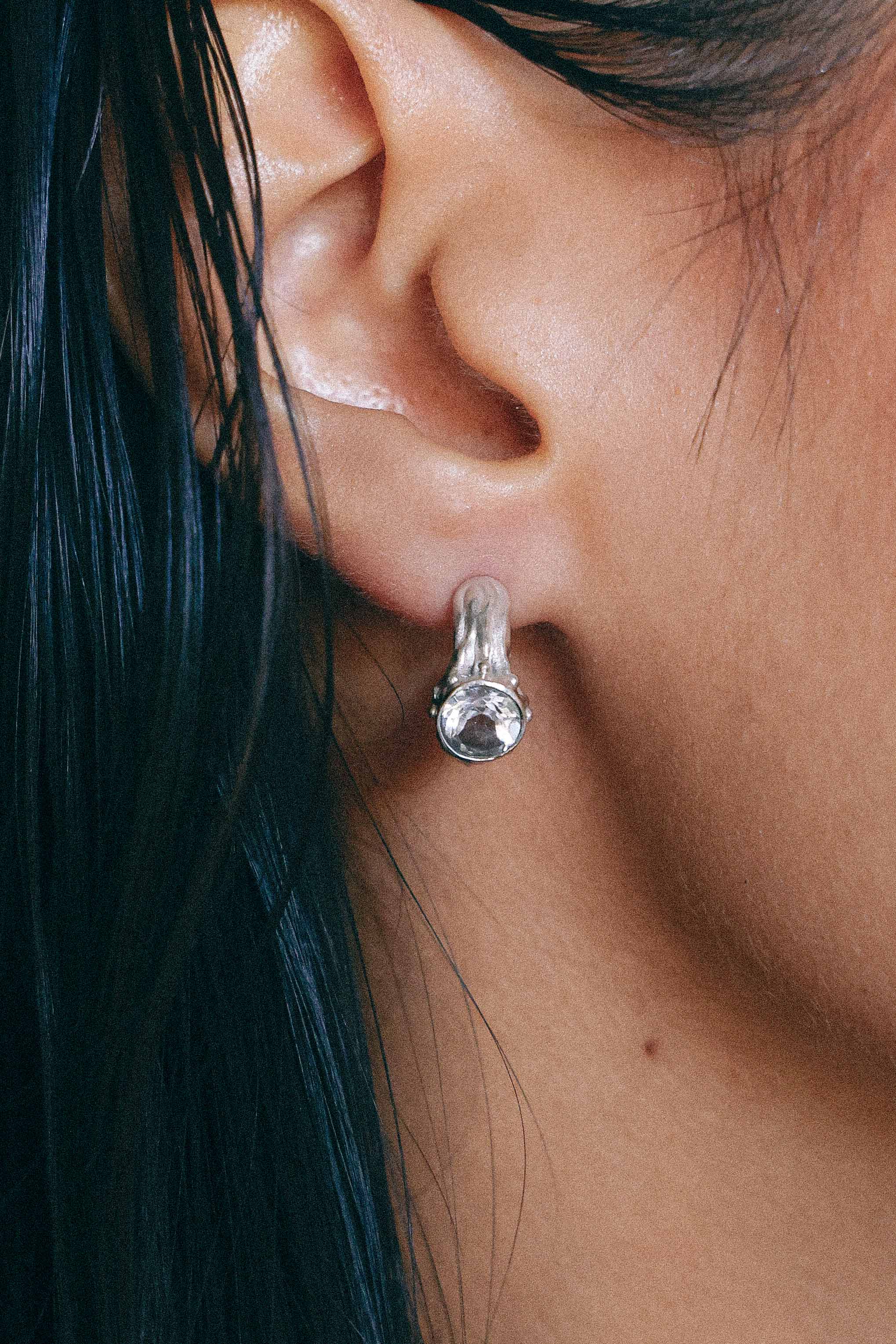 AROS SELES DE PLATA Y TOPACIO BLANCO