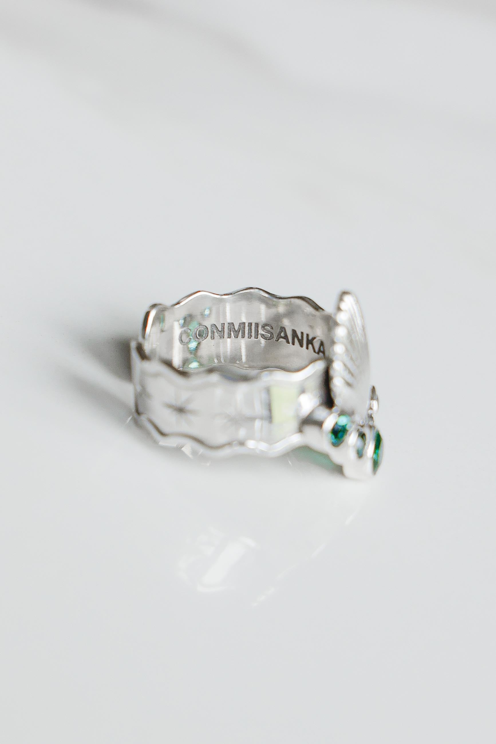 ANILLO CONMIISANKA DE PLATA DE CUARZO VERDE