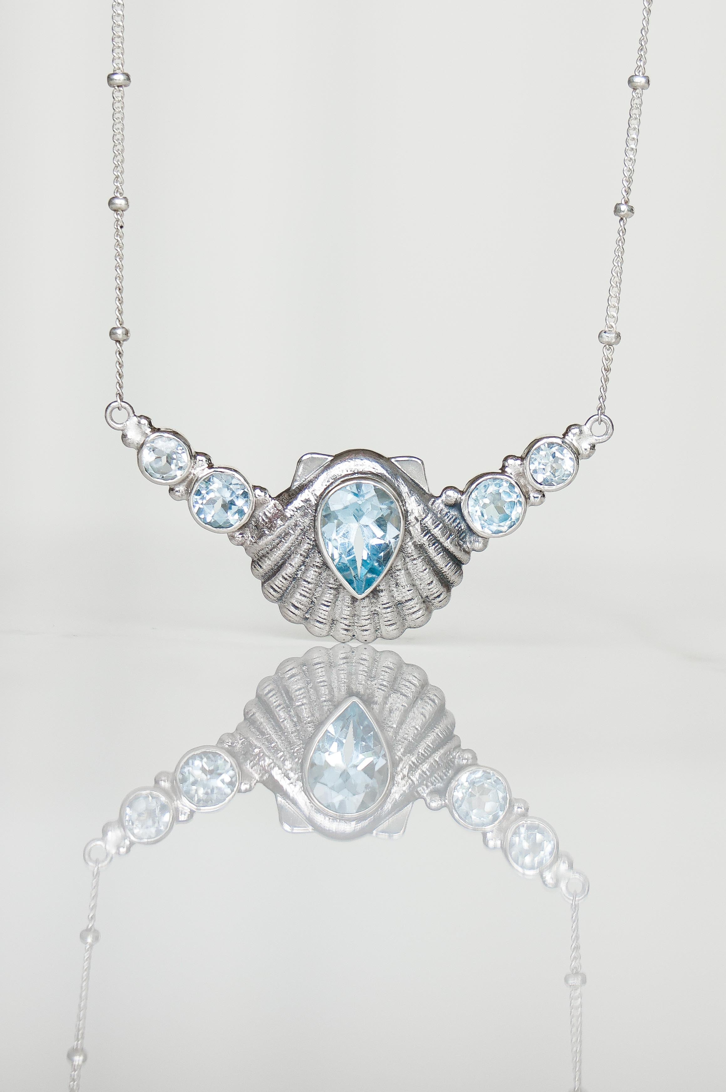 COLLAR CONMIISANKA DE PLATA DE TOPACIO CELESTE