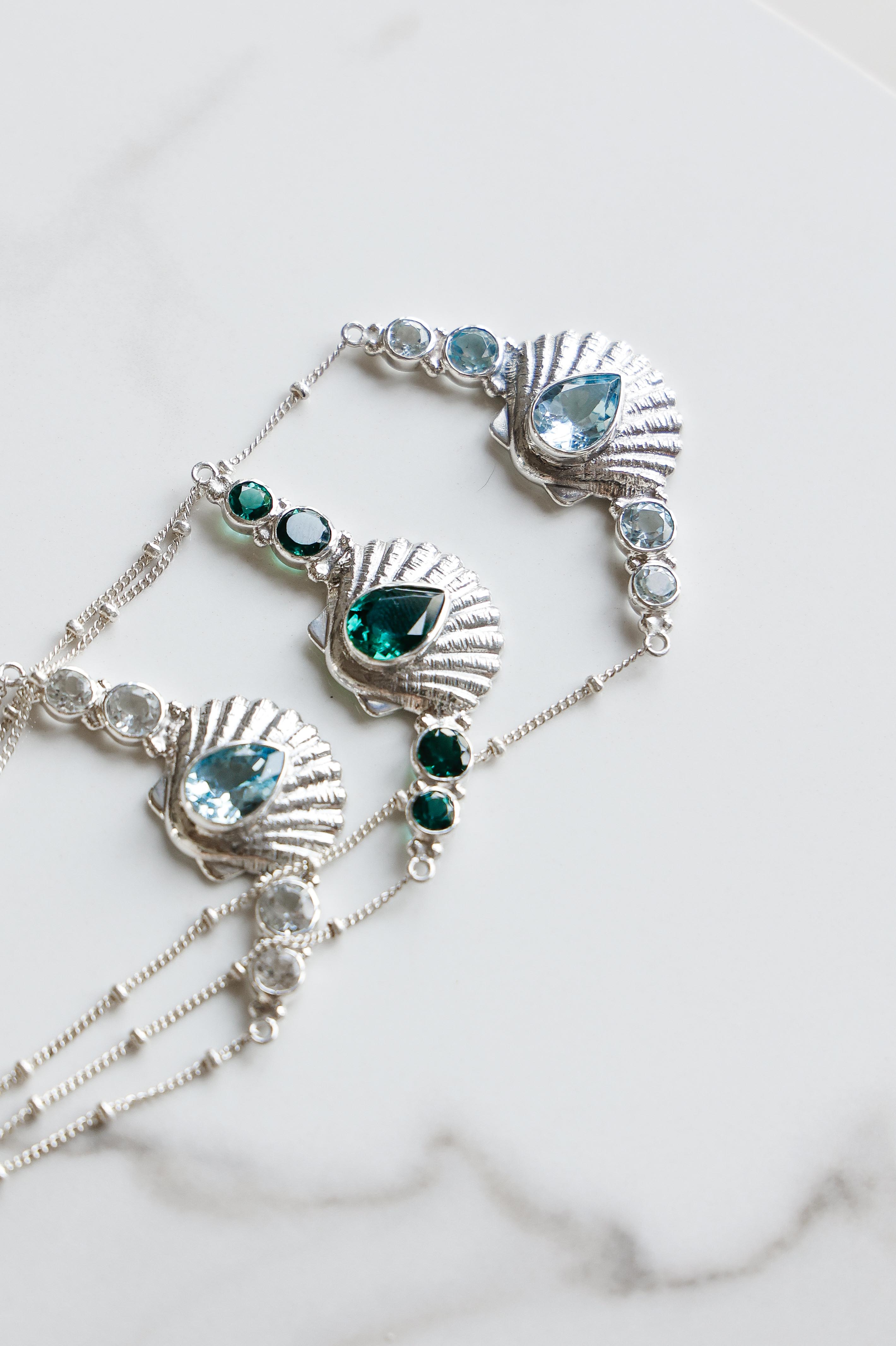 COLLAR CONMIISANKA DE PLATA DE TOPACIO CELESTE