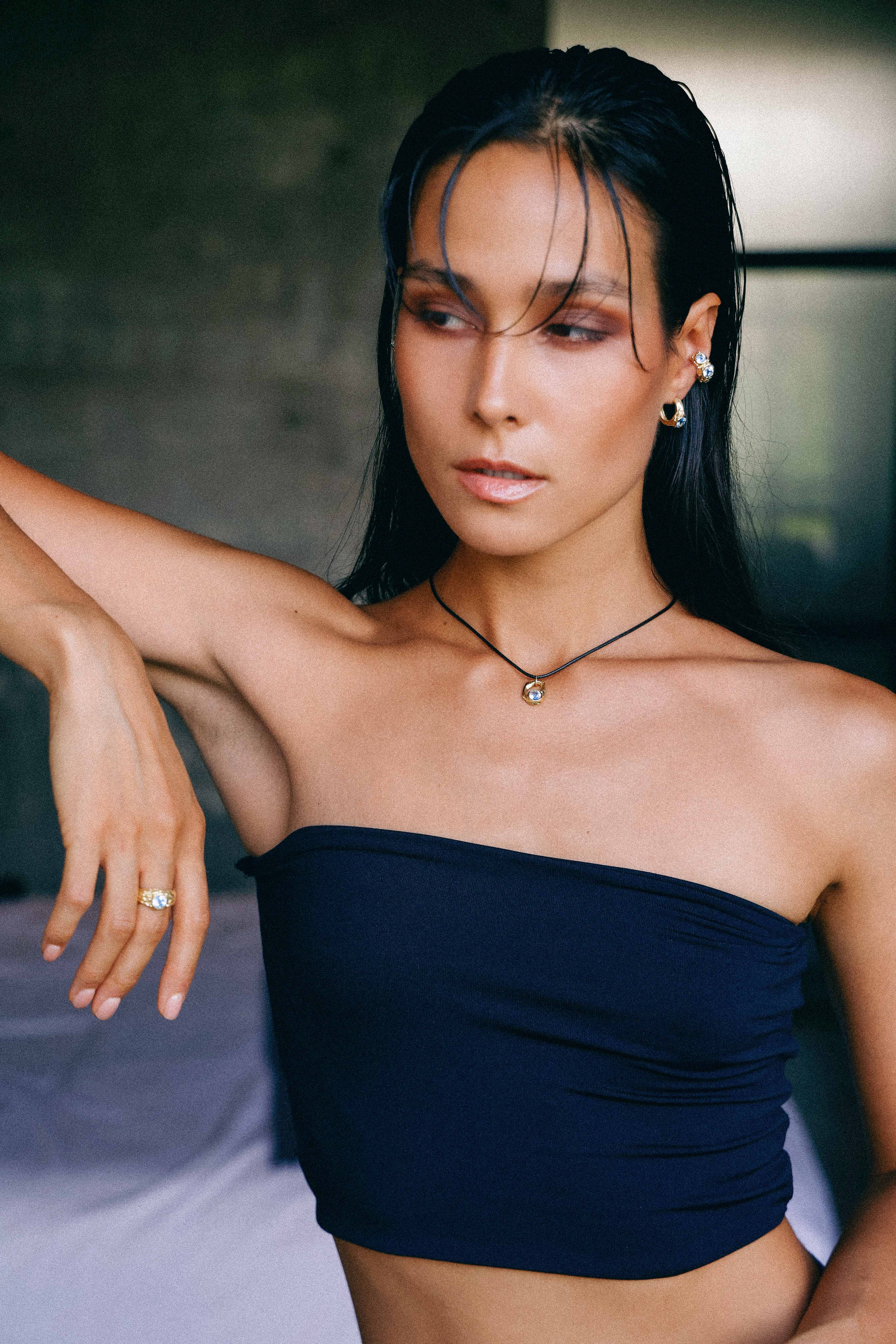 ANILLO SELES ORO Y TOPACIO CELESTE