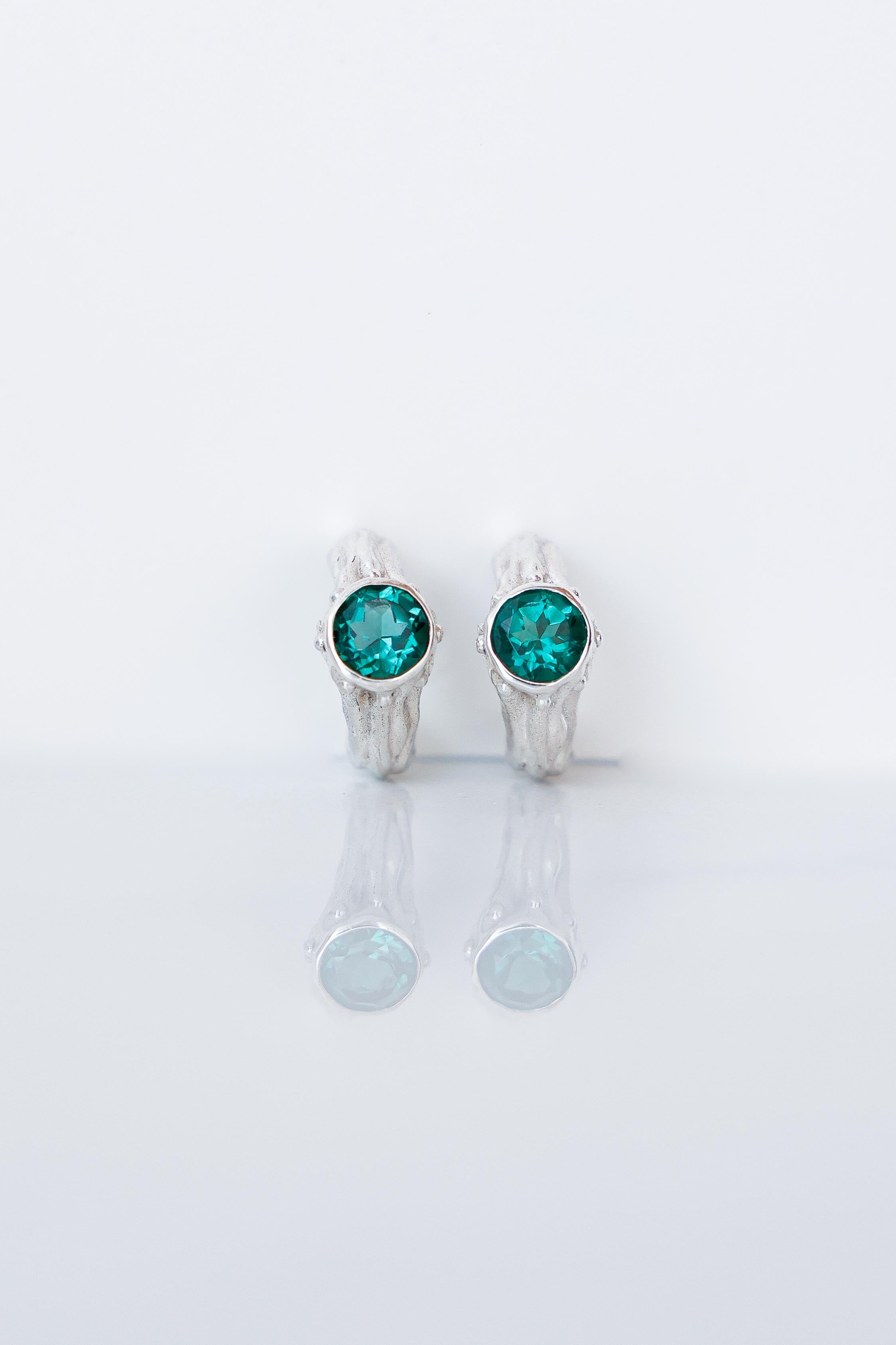 AROS SELES DE PLATA Y CUARZO VERDE