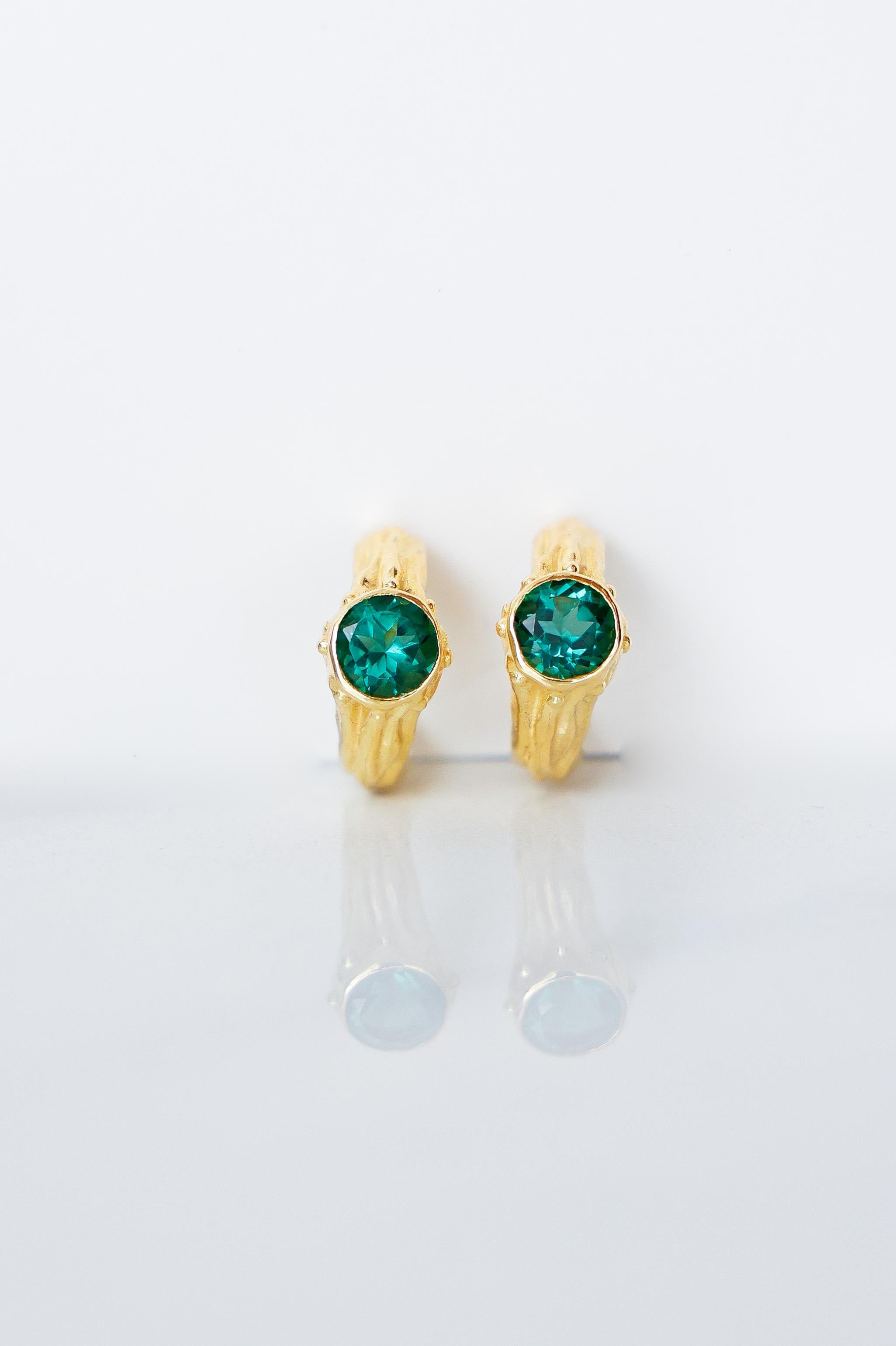 AROS SELES ORO Y CUARZO VERDE