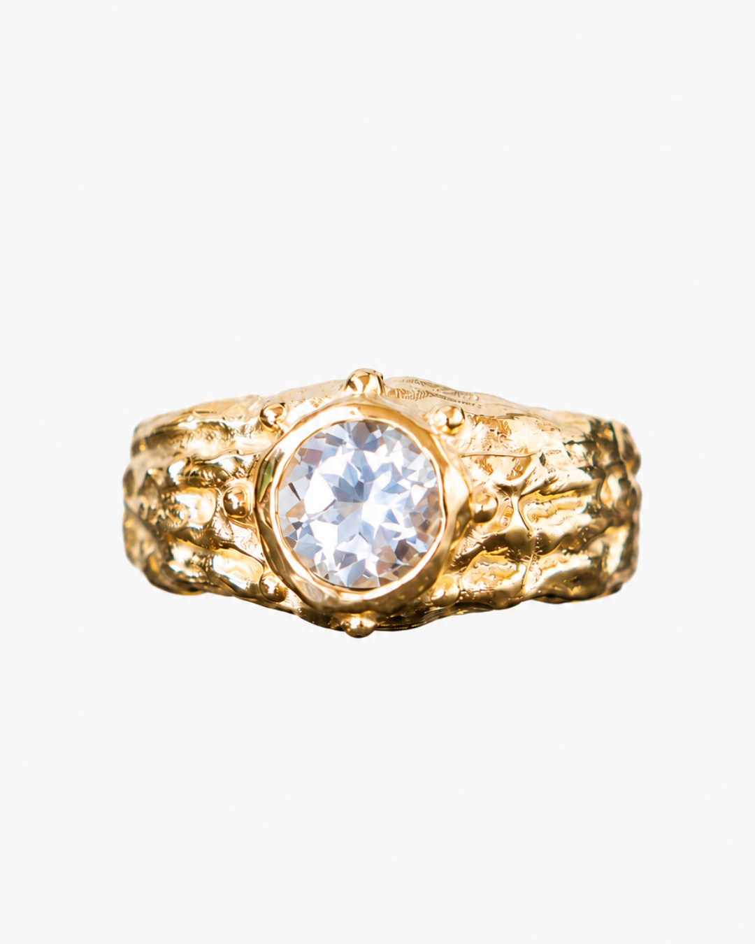 ANILLO SELES ORO Y TOPACIO BLANCO