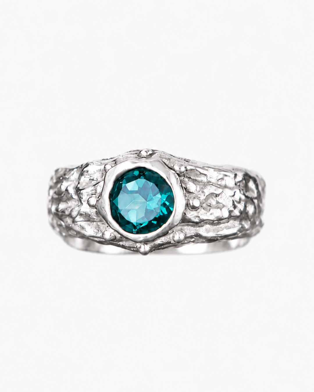 ANILLO SELES DE PLATA Y CUARZO VERDE