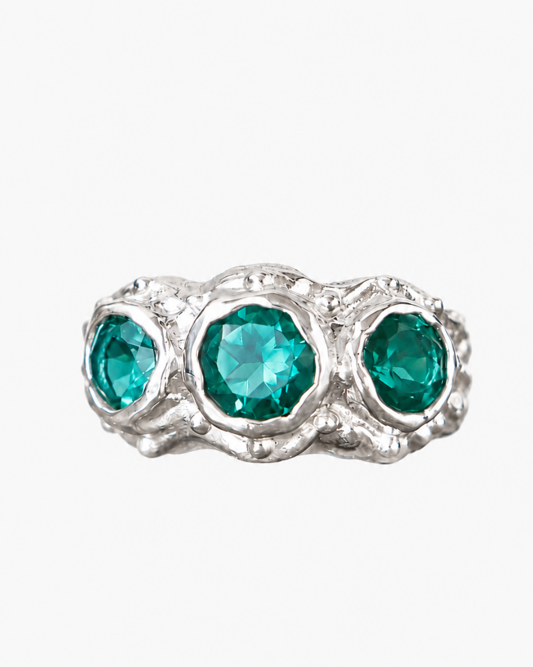 ANILLO SOLENE DE PLATA Y CUARZOS VERDES