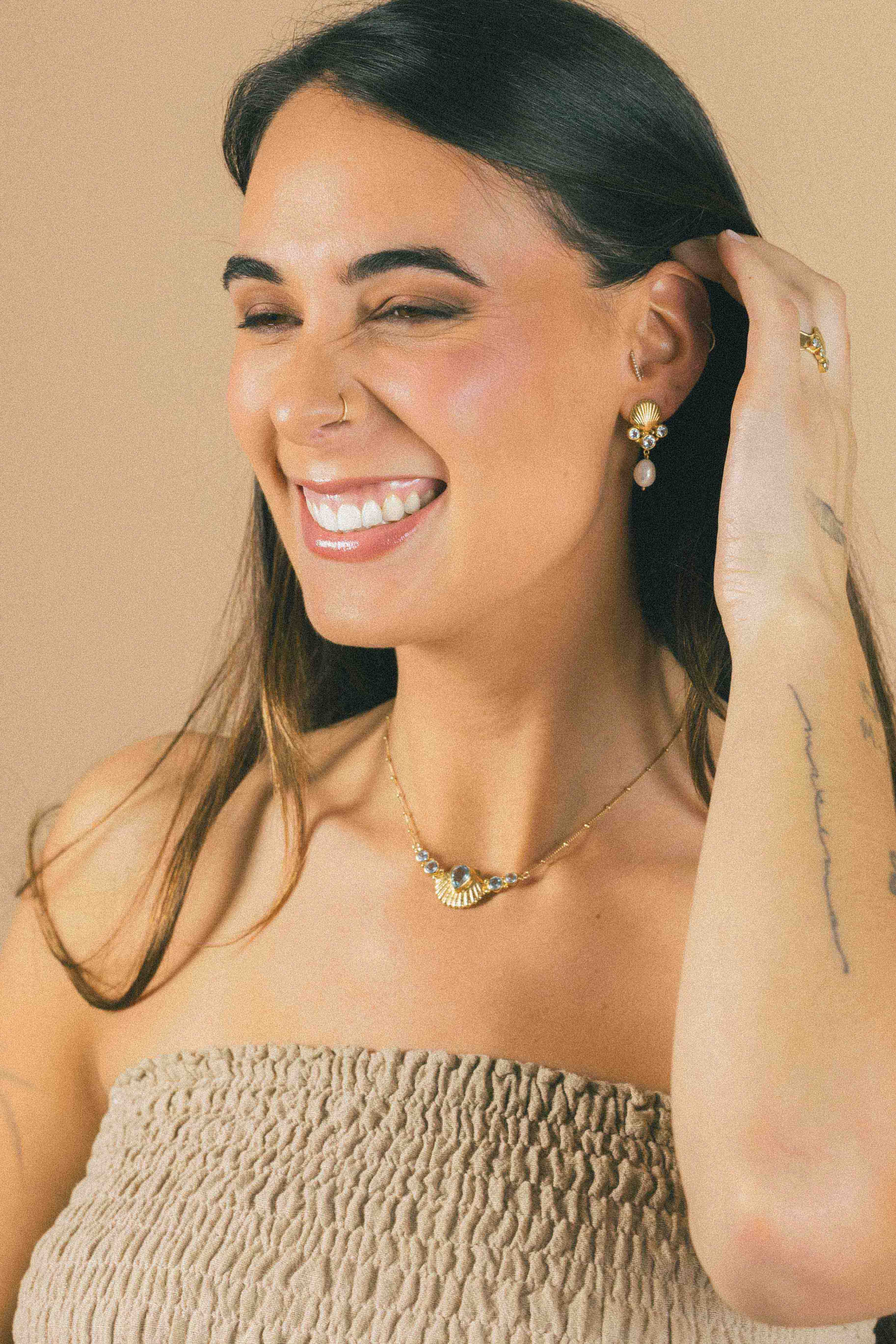 COLLAR CONMIISANKA GOLD DE TOPACIO CELESTE