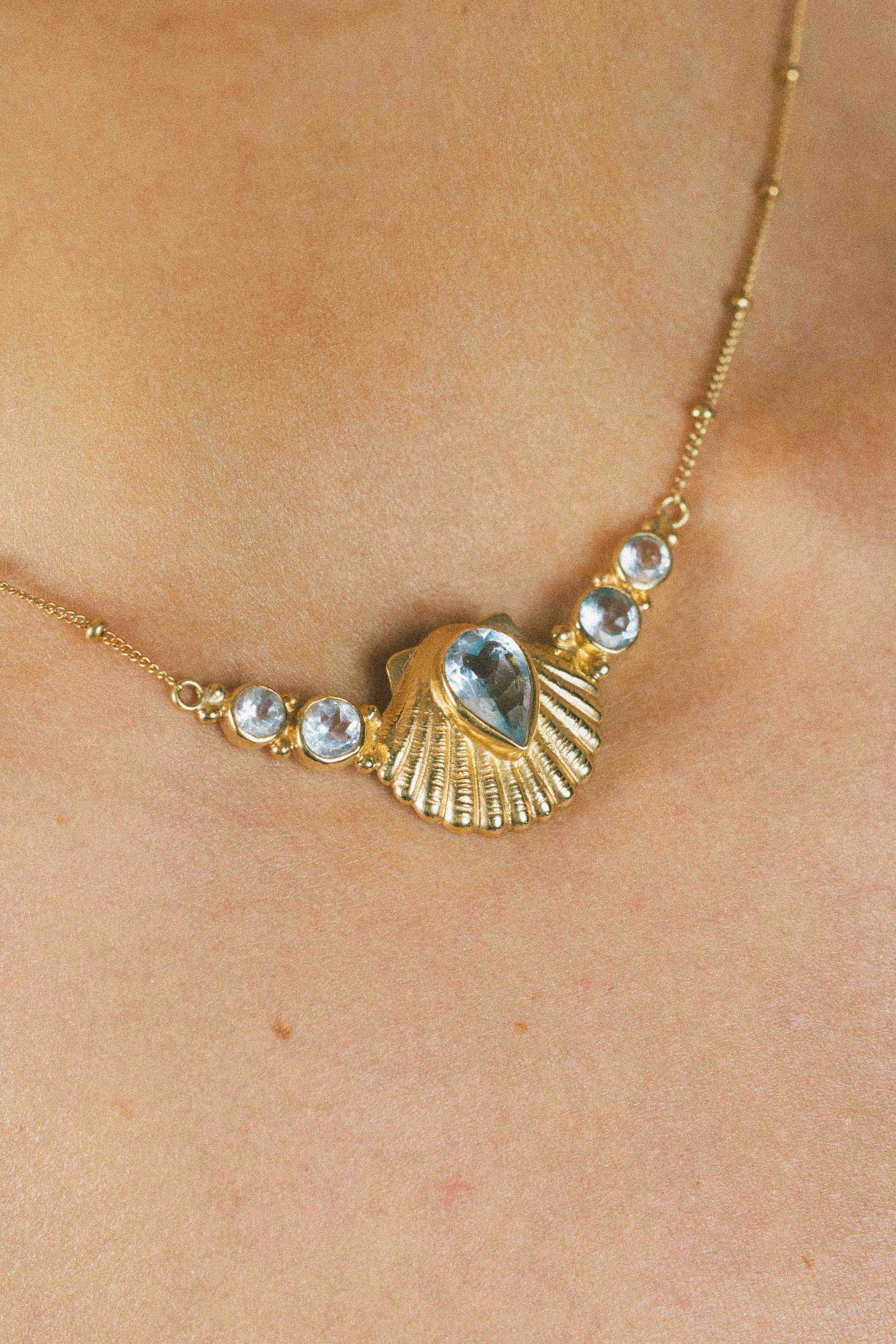 COLLAR CONMIISANKA GOLD DE TOPACIO CELESTE