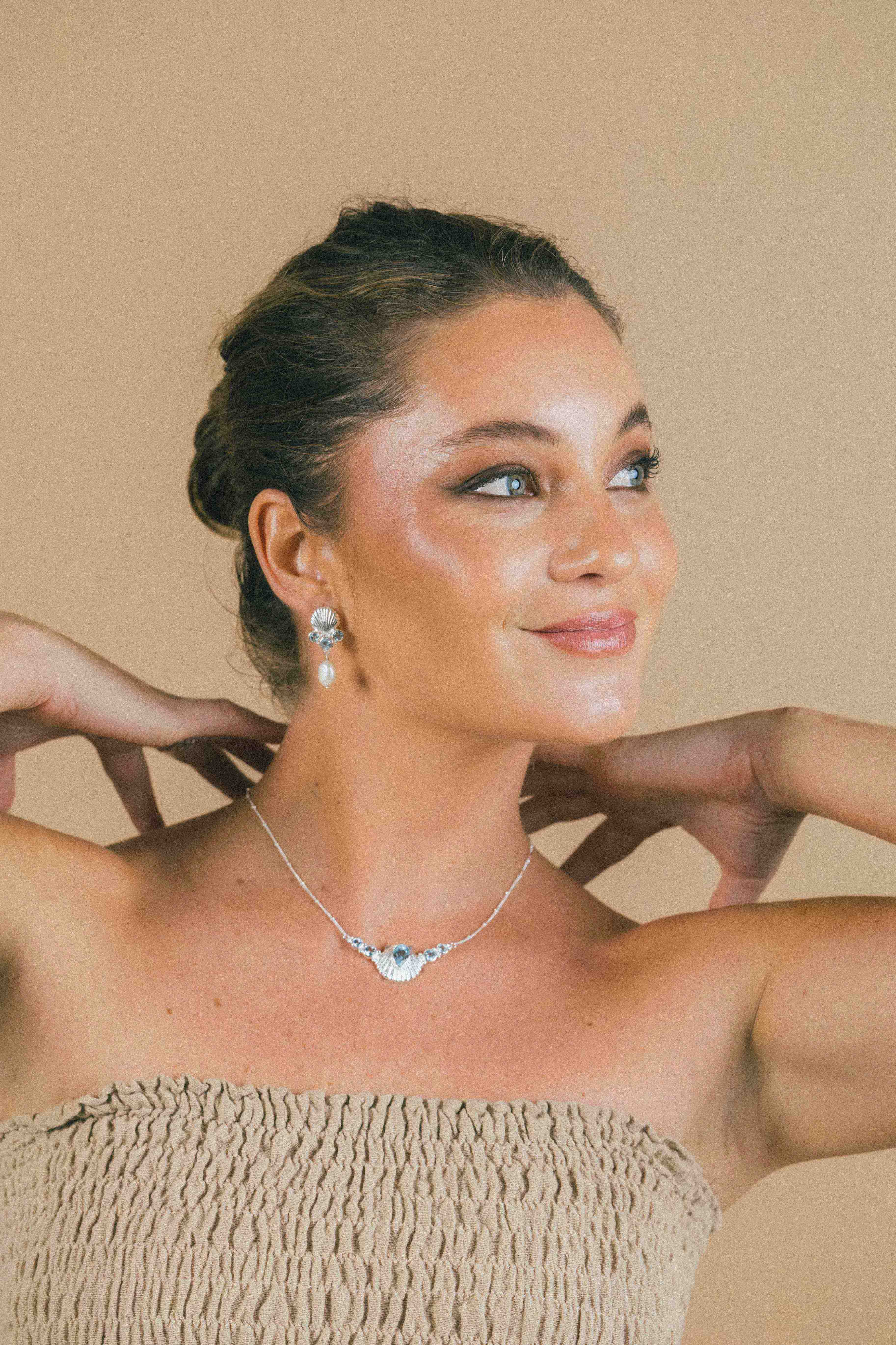 COLLAR CONMIISANKA DE PLATA DE TOPACIO CELESTE