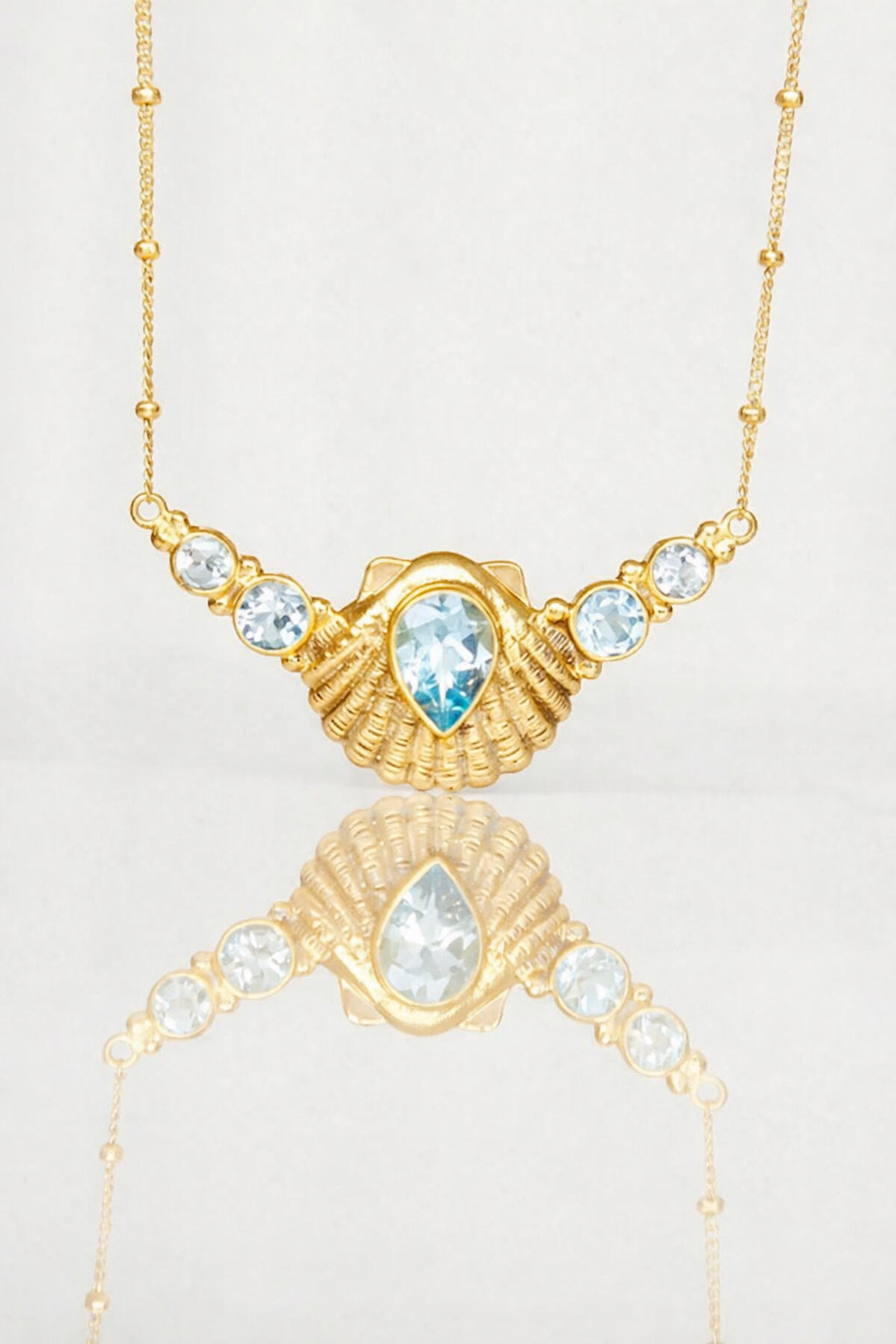 COLLAR CONMIISANKA GOLD DE TOPACIO CELESTE