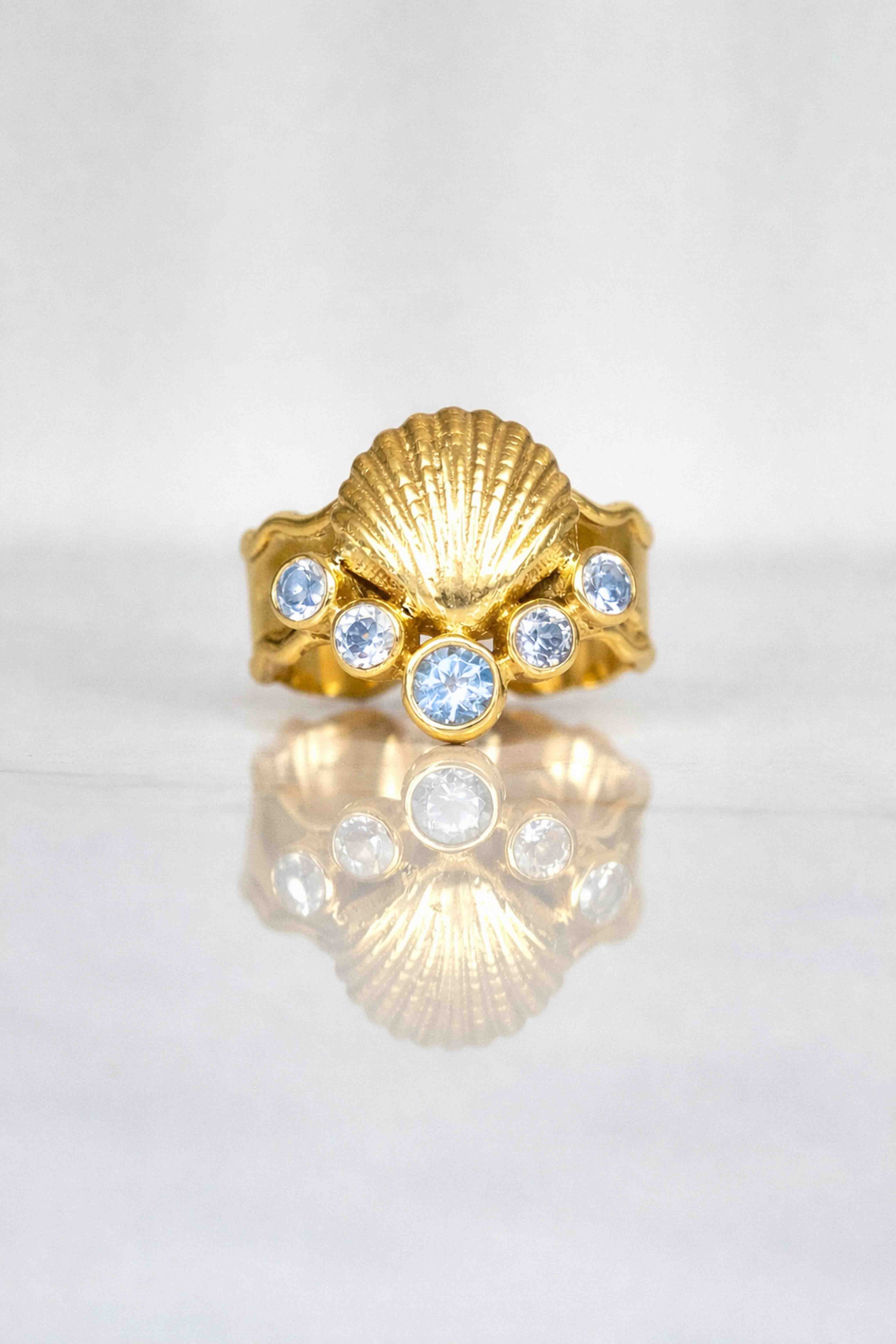 ANILLO CONMIISANKA GOLD DE TOPACIO CELESTE