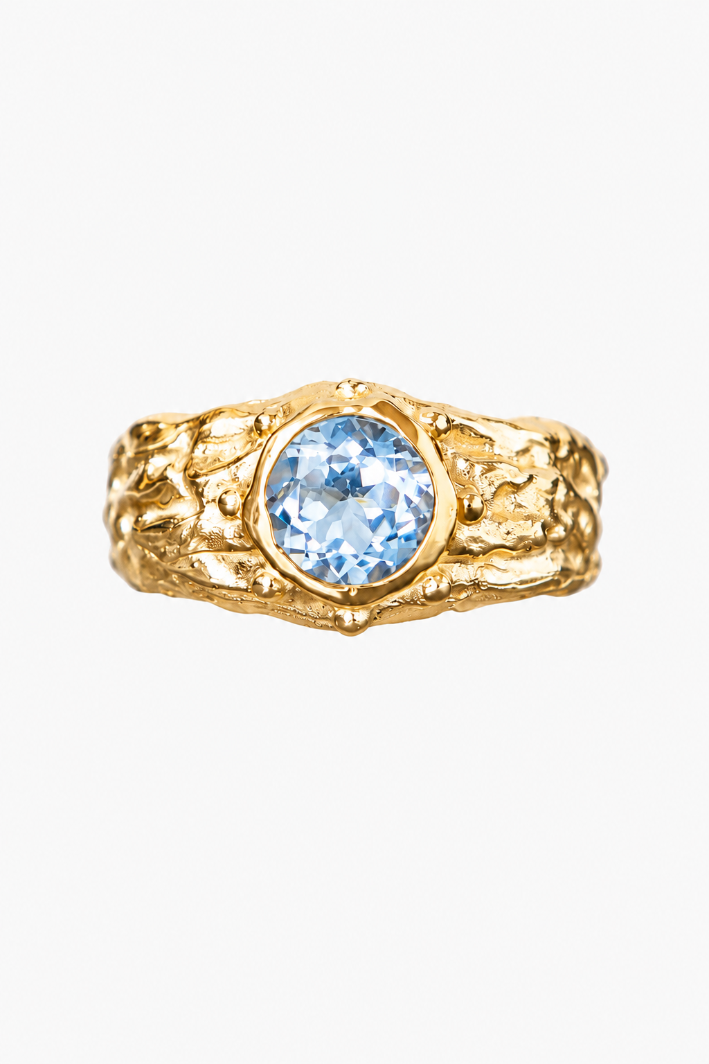ANILLO SELES ORO Y TOPACIO CELESTE