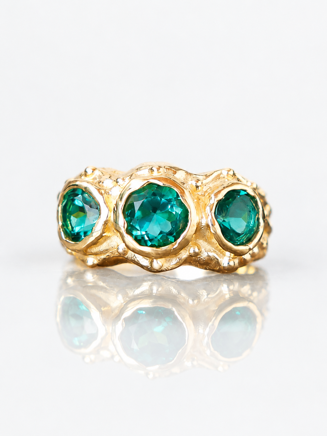 ANILLO SOLENE ORO Y CUARZOS VERDES