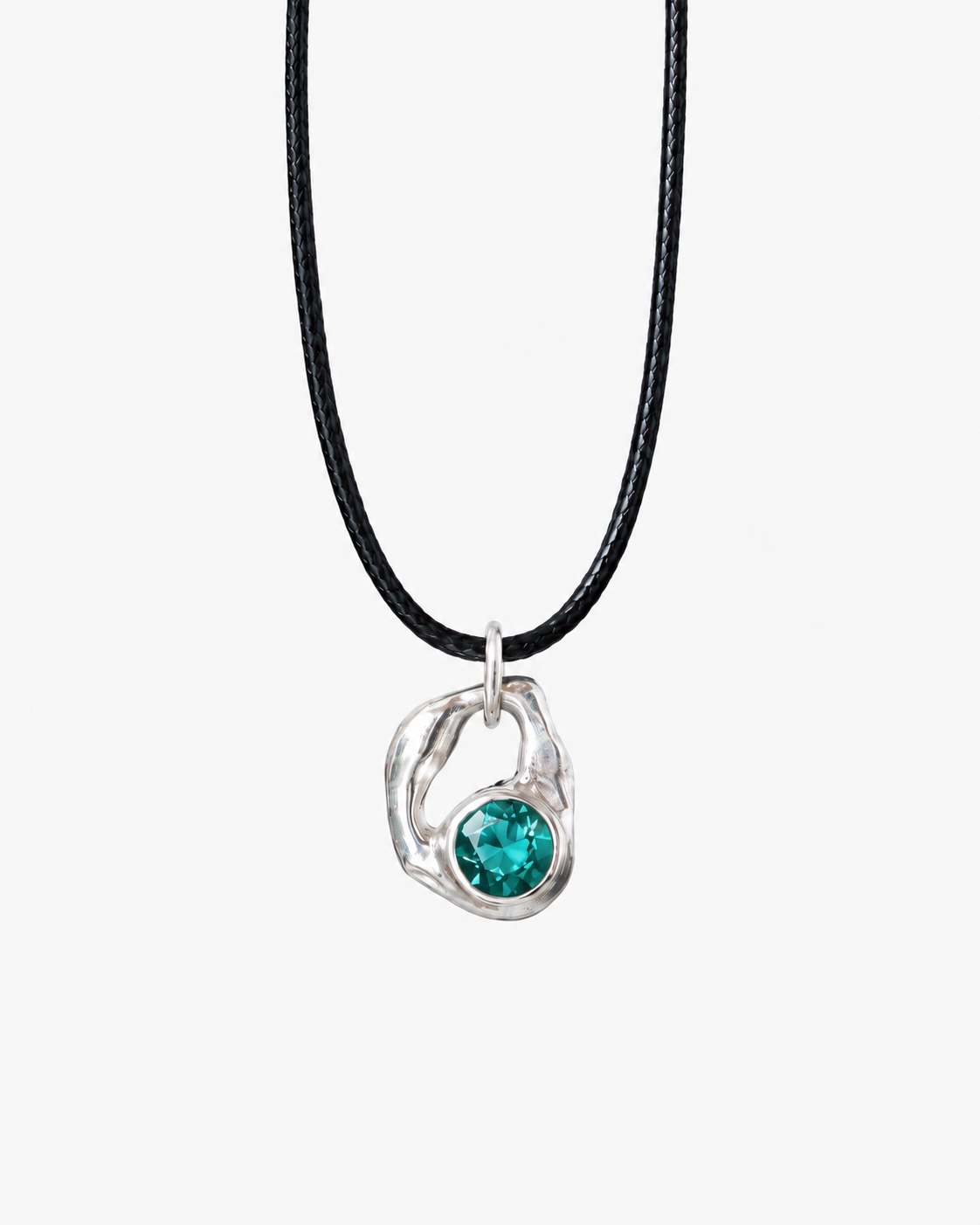 COLLAR SELES DE PLATA Y CUARZO VERDE