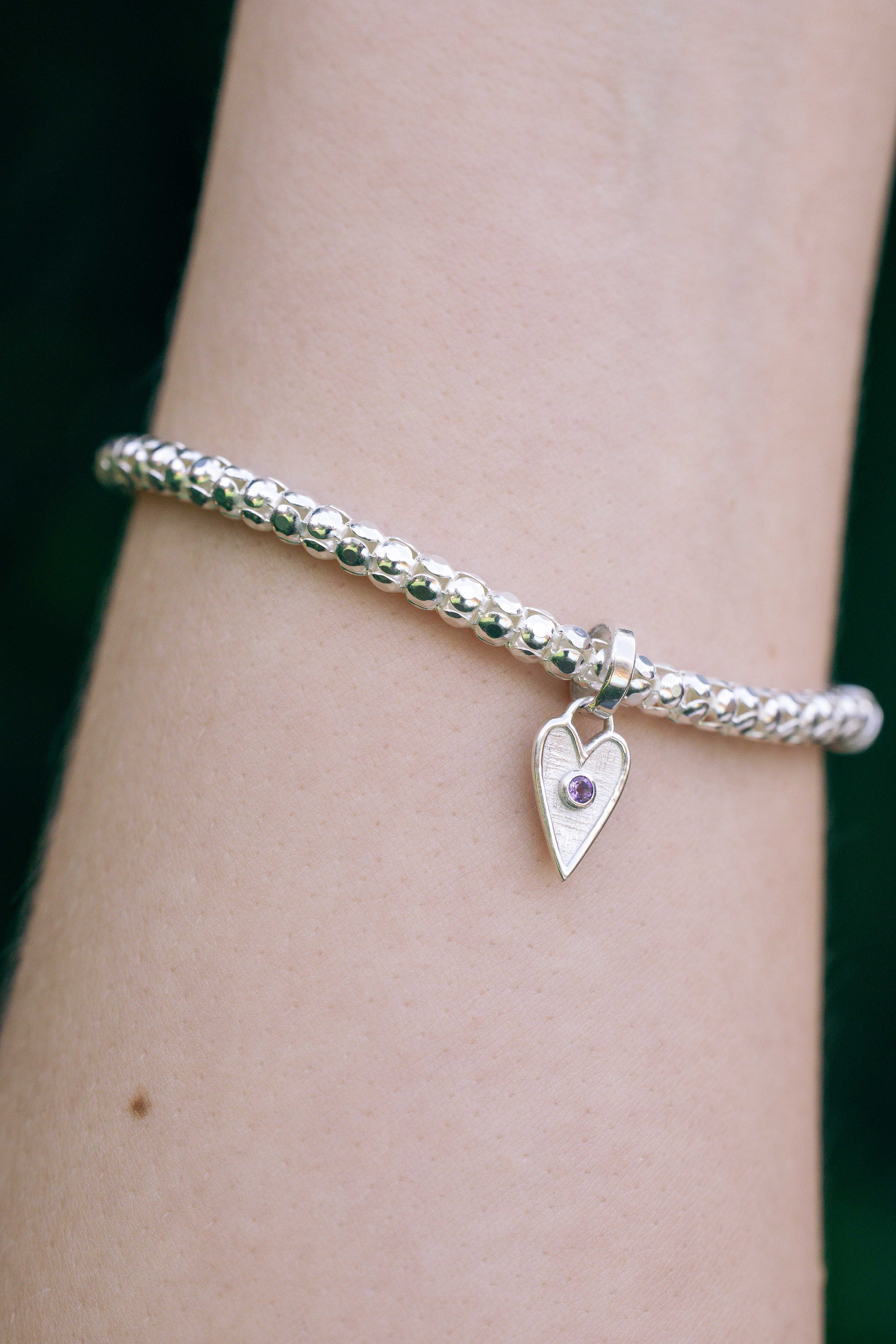 PULSERA CORAZON AMATISTA